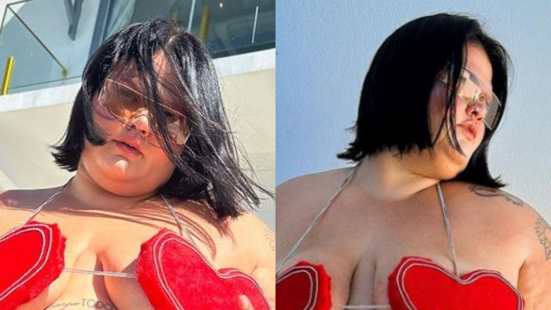 Ao natural, Thais Carla chama atenção da web ao posar com biquíni diferentão