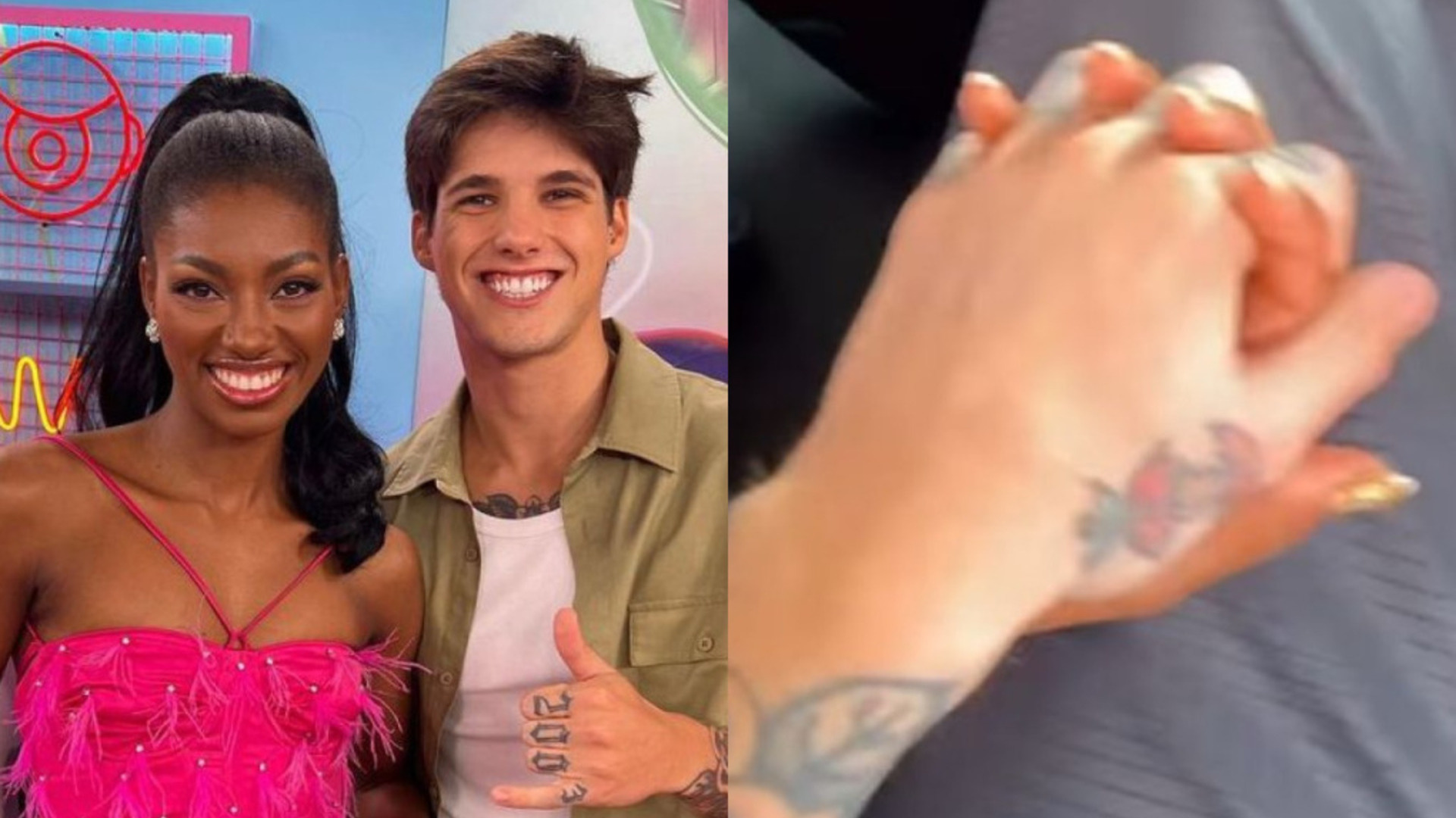 Ex-BBBs Tina Calamba e Gabriel Fop causam comoção ao surgirem de mãos dadas