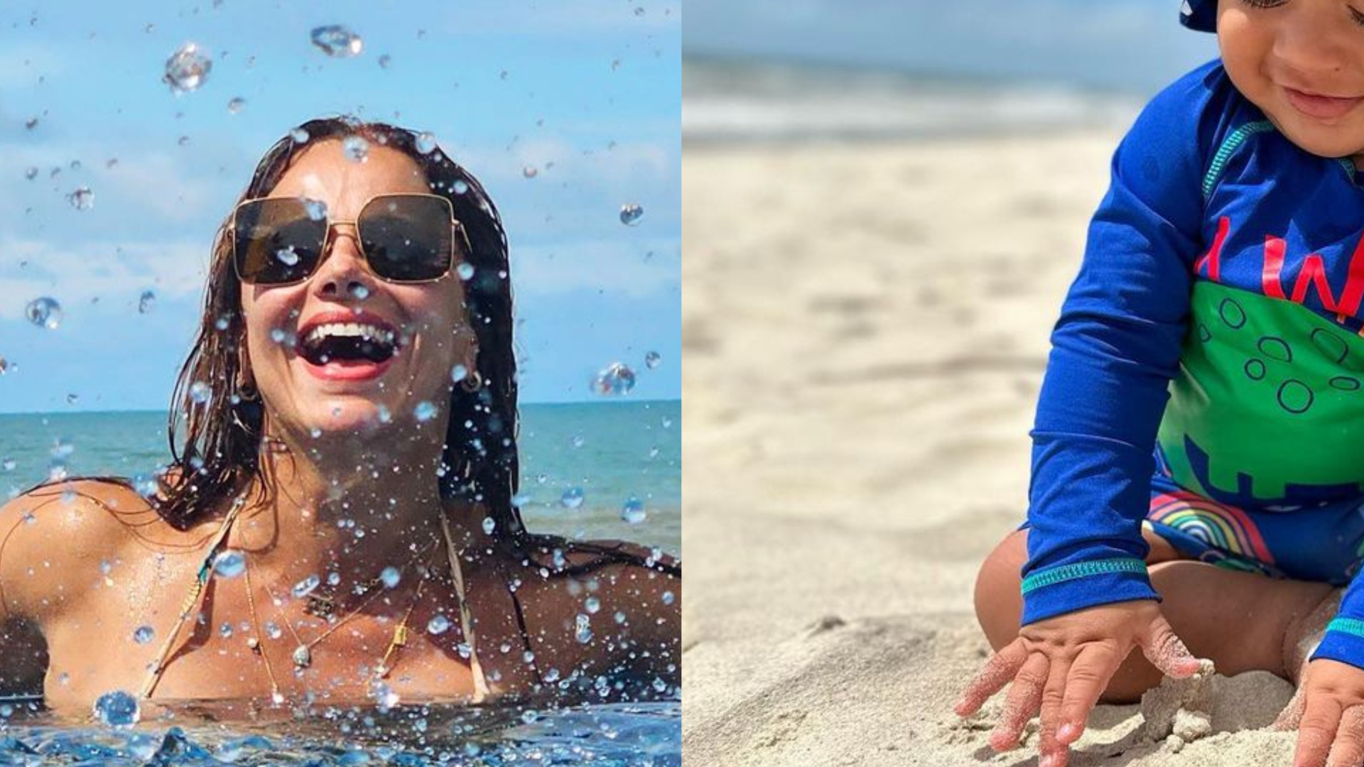 Viviane Araujo mostra o filho na praia pela primeira vez: ”Sequência de gostosura”