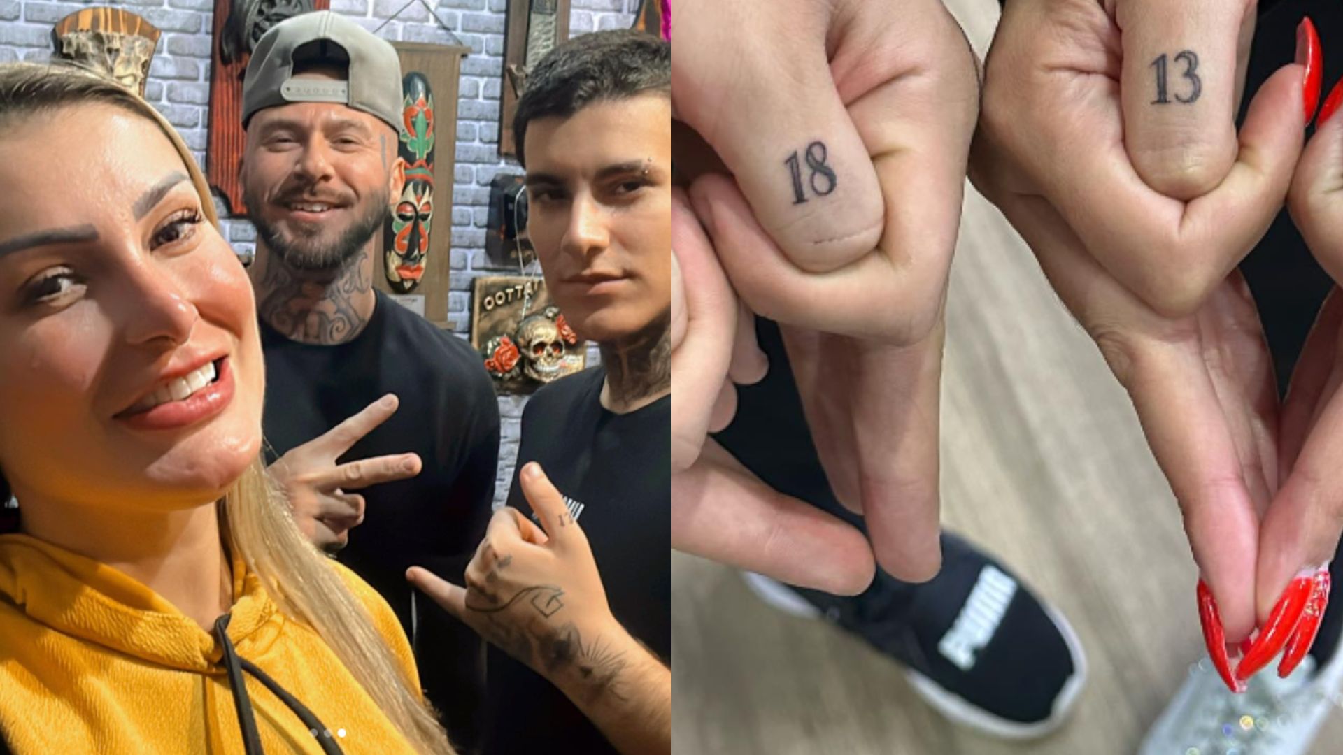 Andressa Urach faz tatuagem com o filho e explica significado