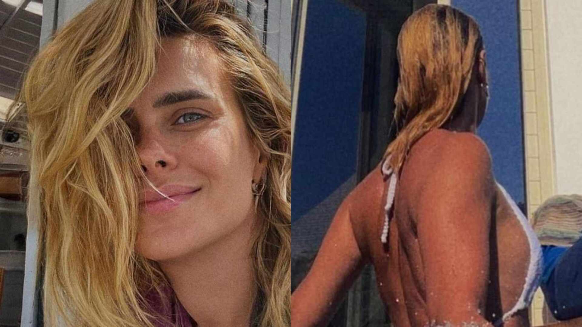 Carolina Dieckmann revela corpaço de frente e de costas: ”Musa”