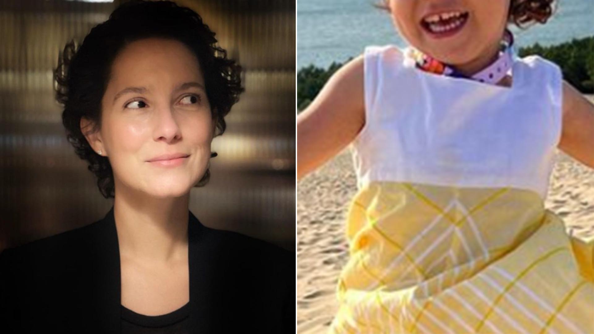Filha de Cecilia Malan dá pulos de alegria em dia na praia