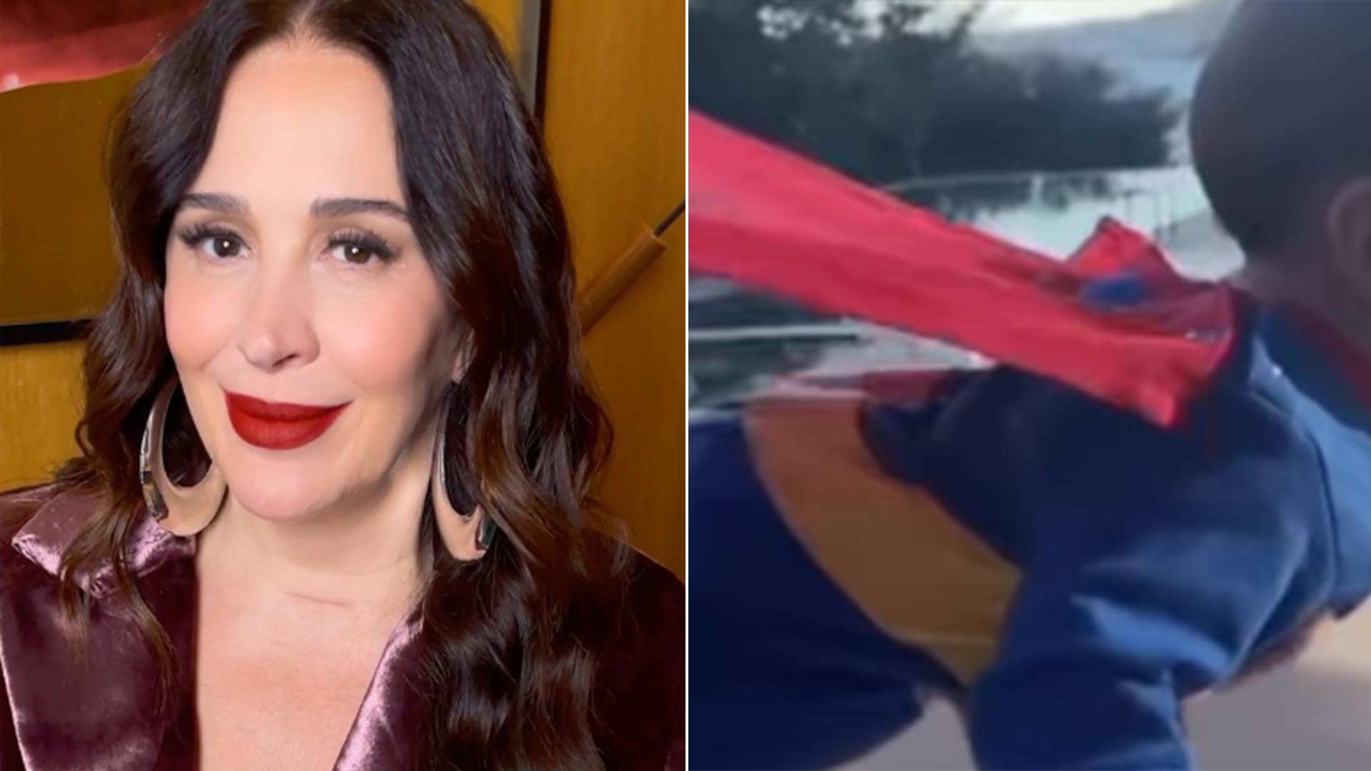 Filho caçula de Claudia Raia encanta ao aparecer fantasiado de Super-homem