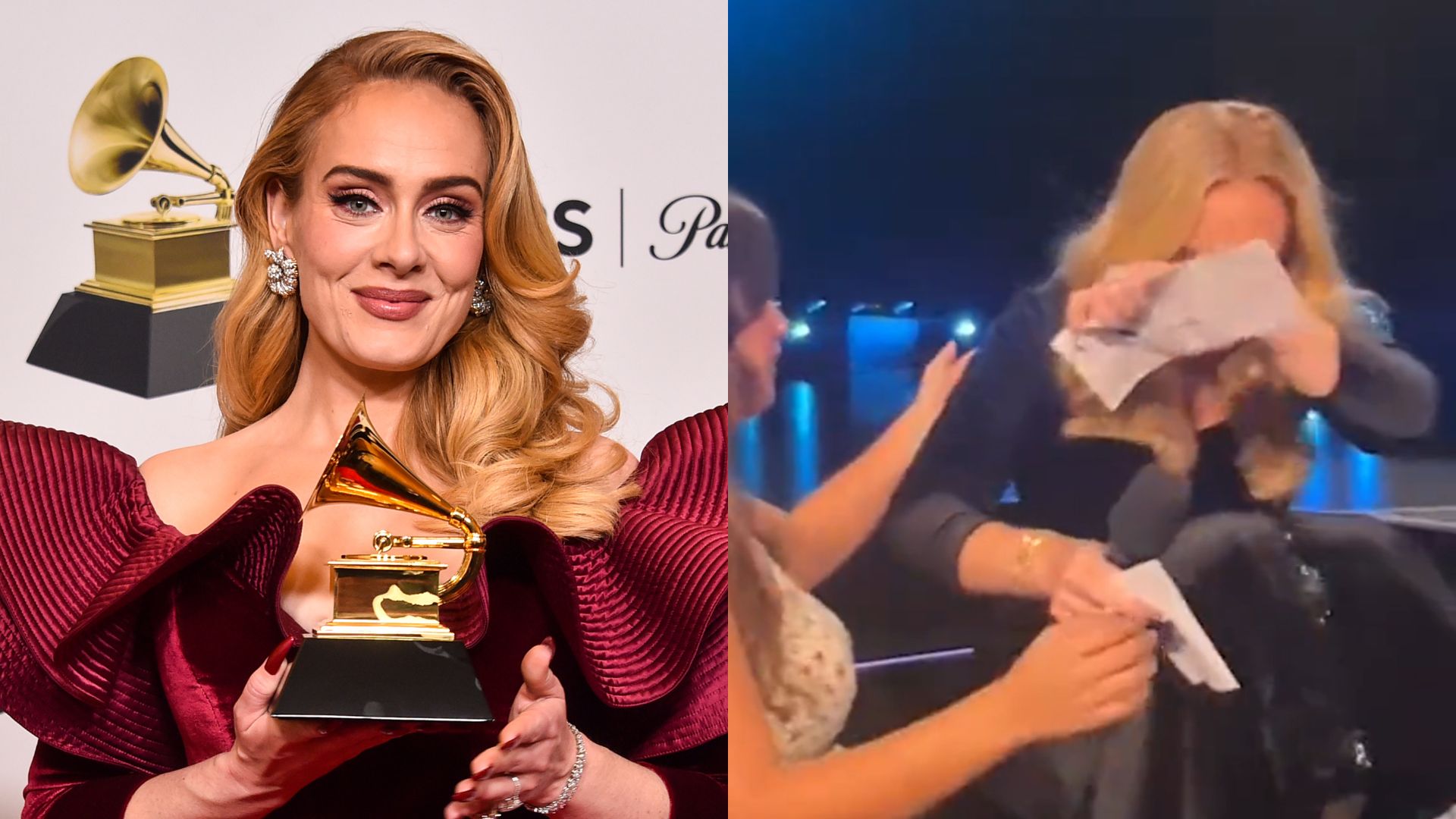 Emocionada, Adele faz “chá revelação” de casal de fãs em show