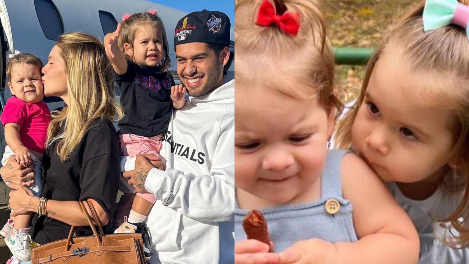 Filhas de Virginia e Zé Felipe esbanjam fofura em passeio no parque