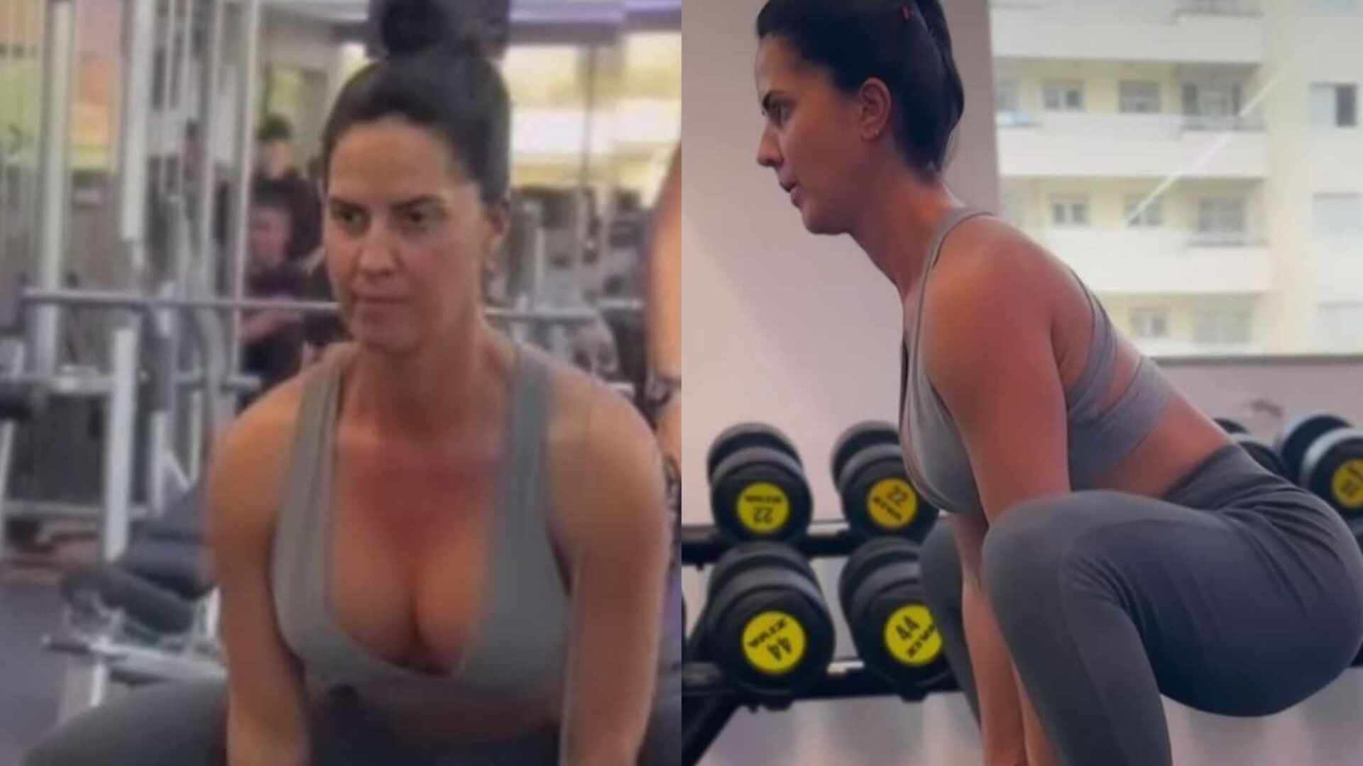 Graciele Lacerda exibe boa forma na academia e Zezé comenta: ‘Prioridade’