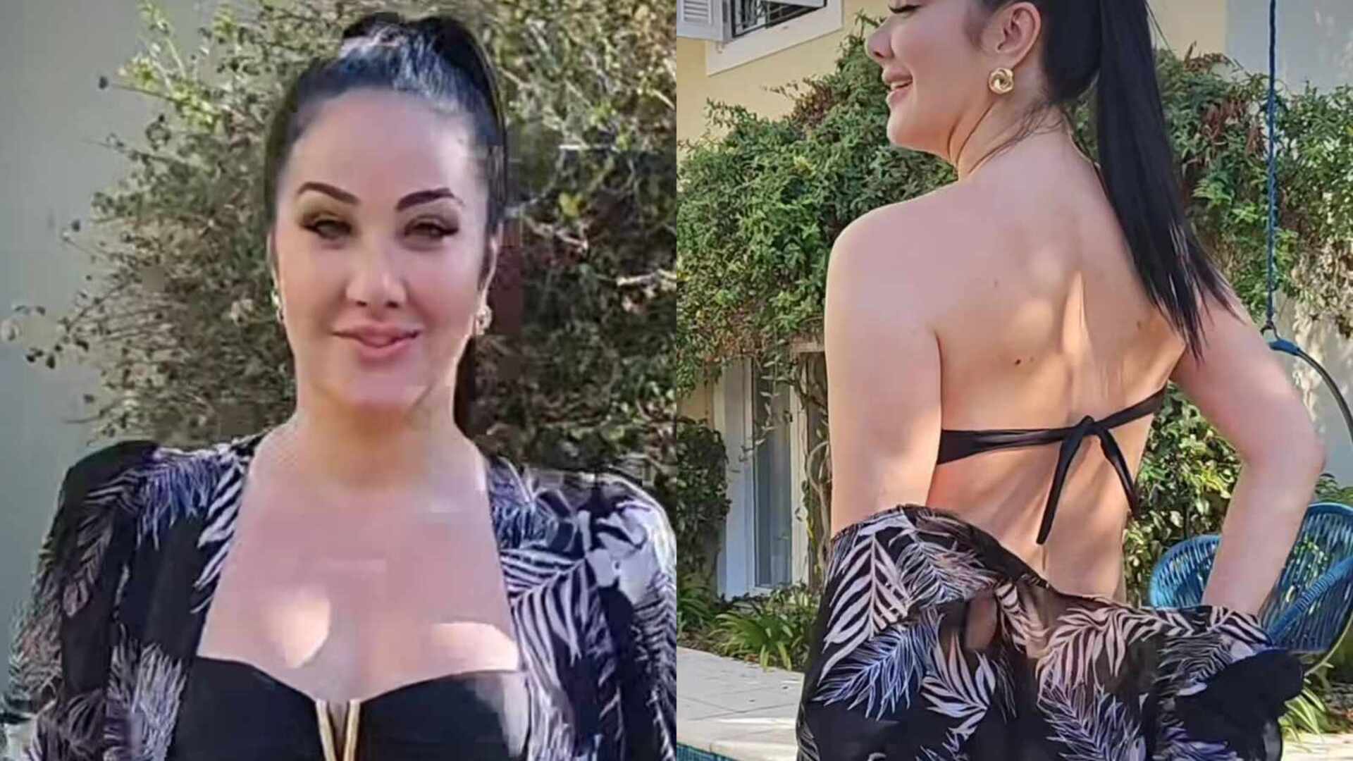 Helen Ganzarolli choca ao tirar a canga e revelar corpaço: ”Gata”