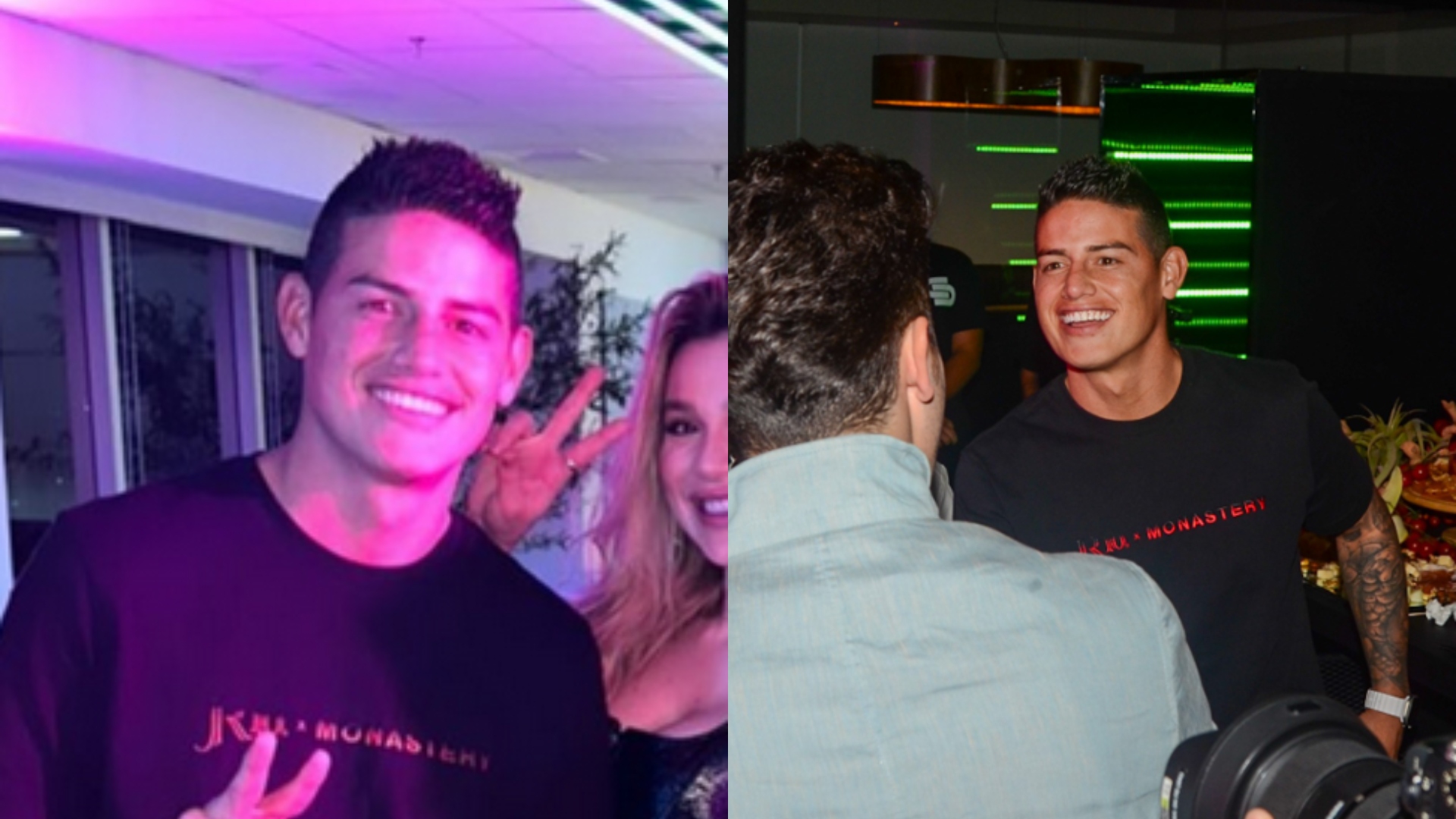 James Rodriguez comparece a evento de Luan Santana e posa com Rafa Kalimann