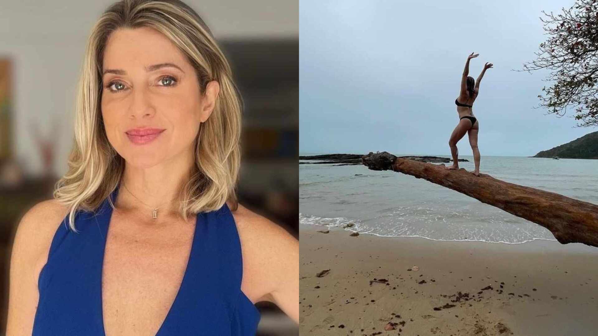 Leticia Spiller exibe físico escultural em cima de tronco e impressiona: ‘Maravilhosa’