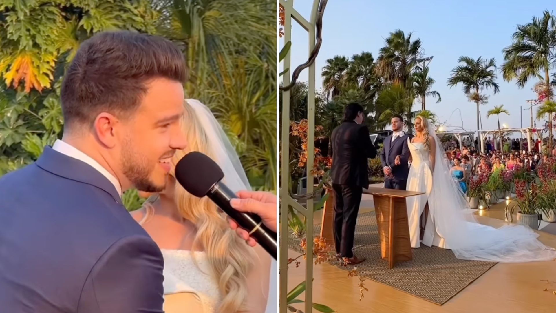 Vestido inovador, luxo e elegância: sertanejo Matheus Fernandes se casa no Ceará