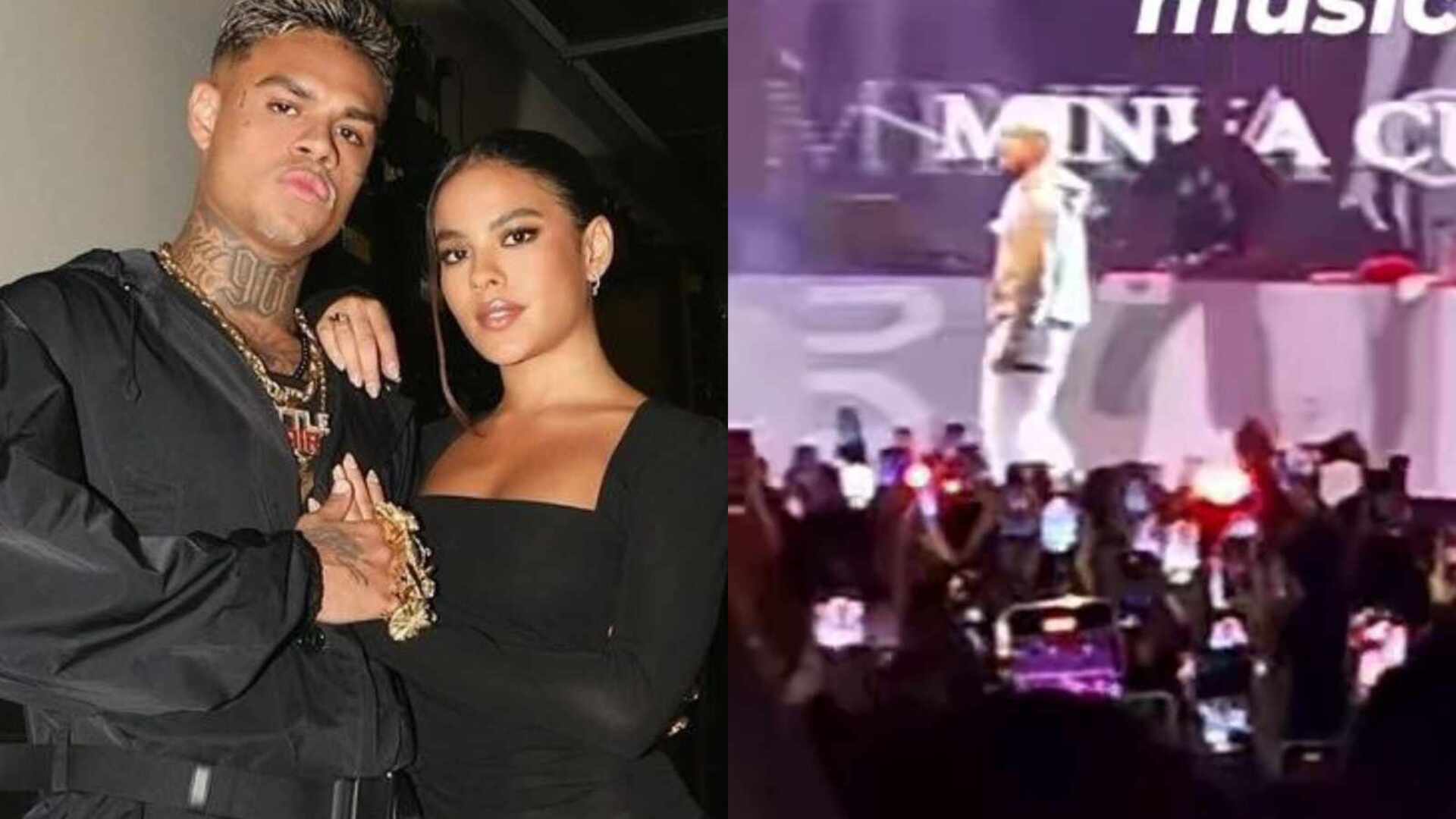 Após rumores de traição, MC Cabelinho homenageia Bella Campos em show