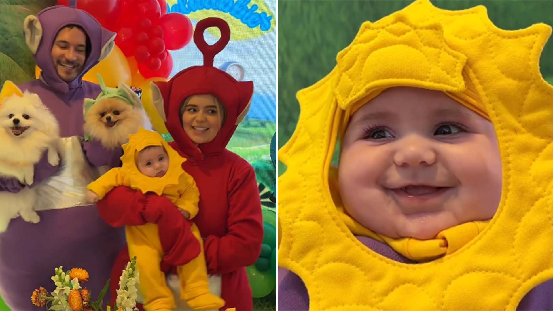 Filha de Viih Tube e Eliezer vira o ‘sol’ dos Teletubbies em seu mesversário