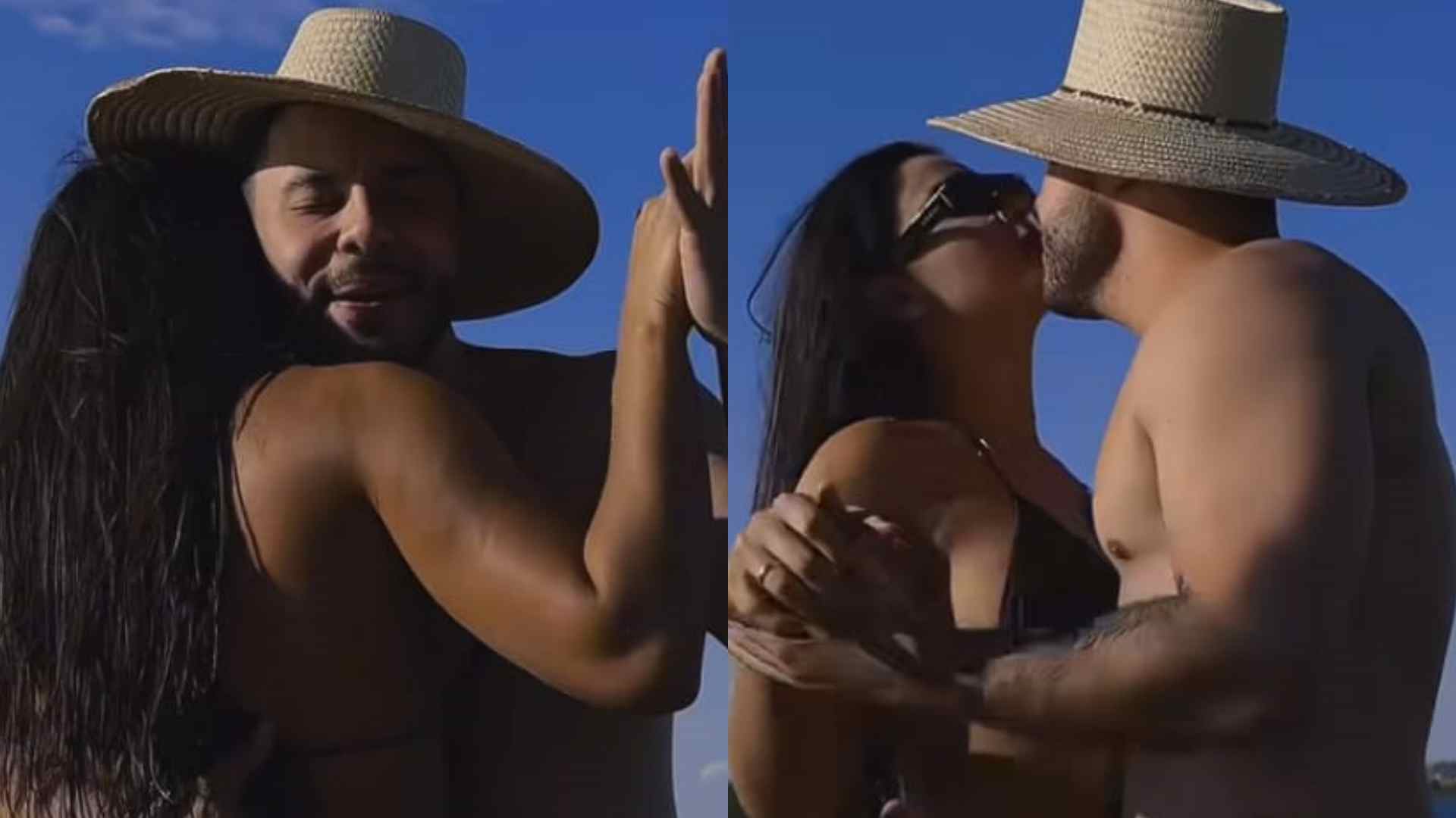 Murilo Huff surge agarradinho com Gabriela Versiani durante passeio de barco