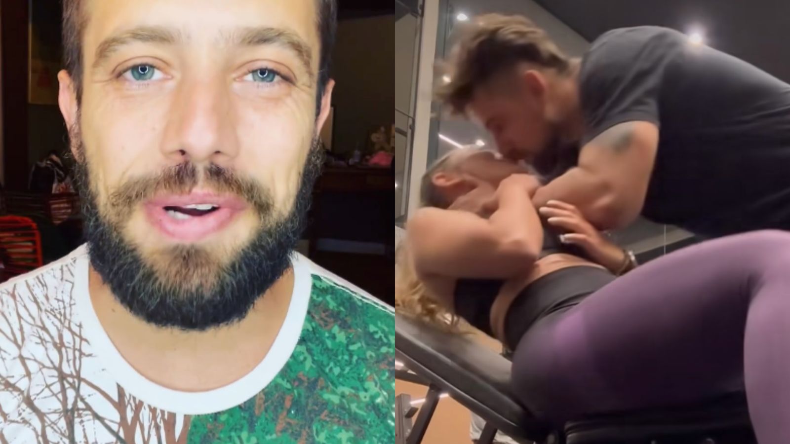 Assumiu! Rafael Cardoso protagoniza pegação com a namorada em academia