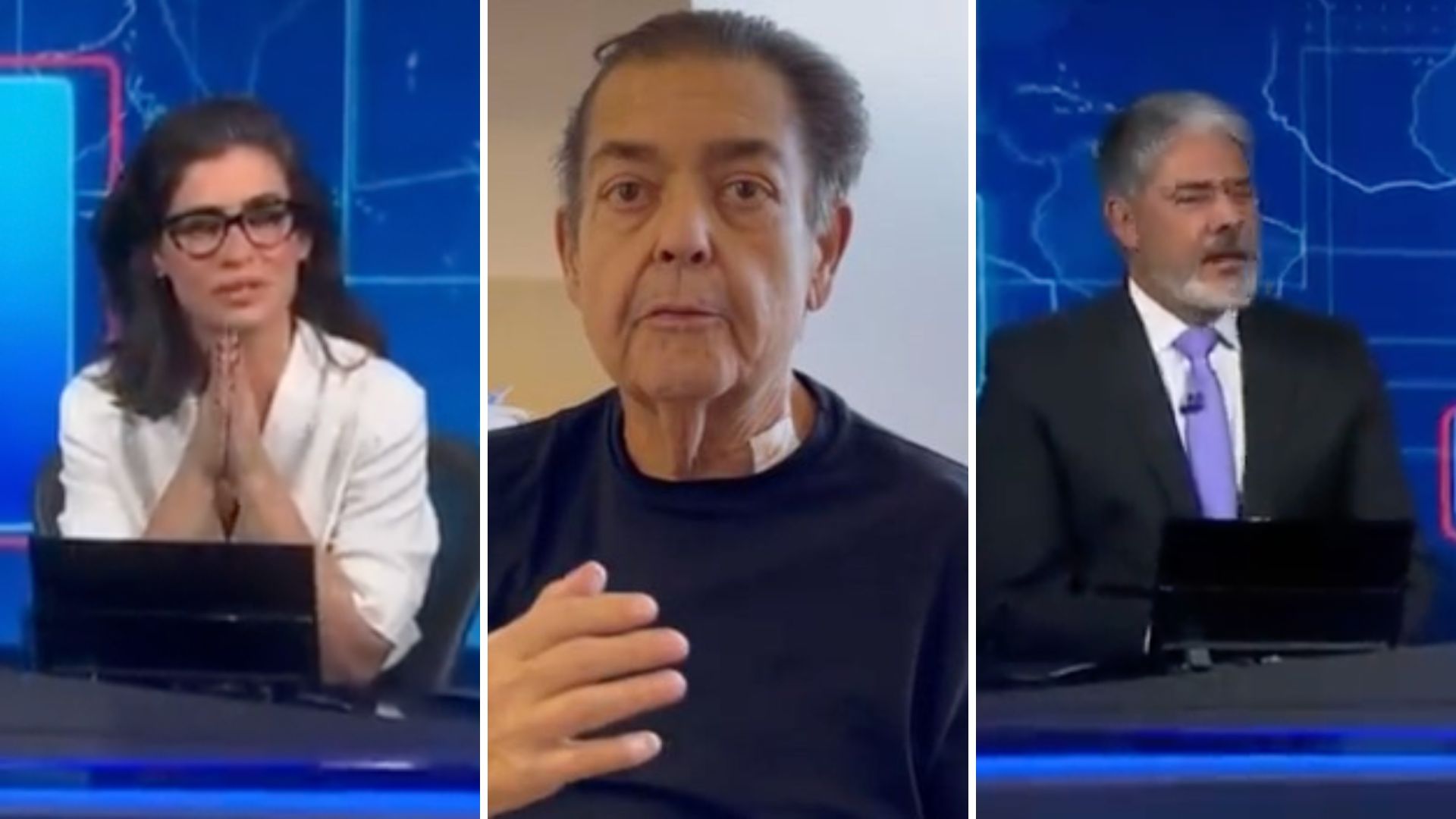 Reação de Renata Vasconcellos e William Bonner no JN gera comoção: “Saúde, Faustão”