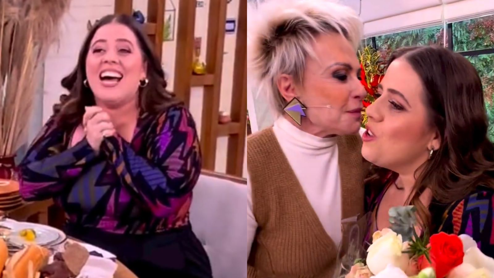 Tati Machado se emociona ao ganhar surpresa de Ana Maria Braga no ‘Mais você’