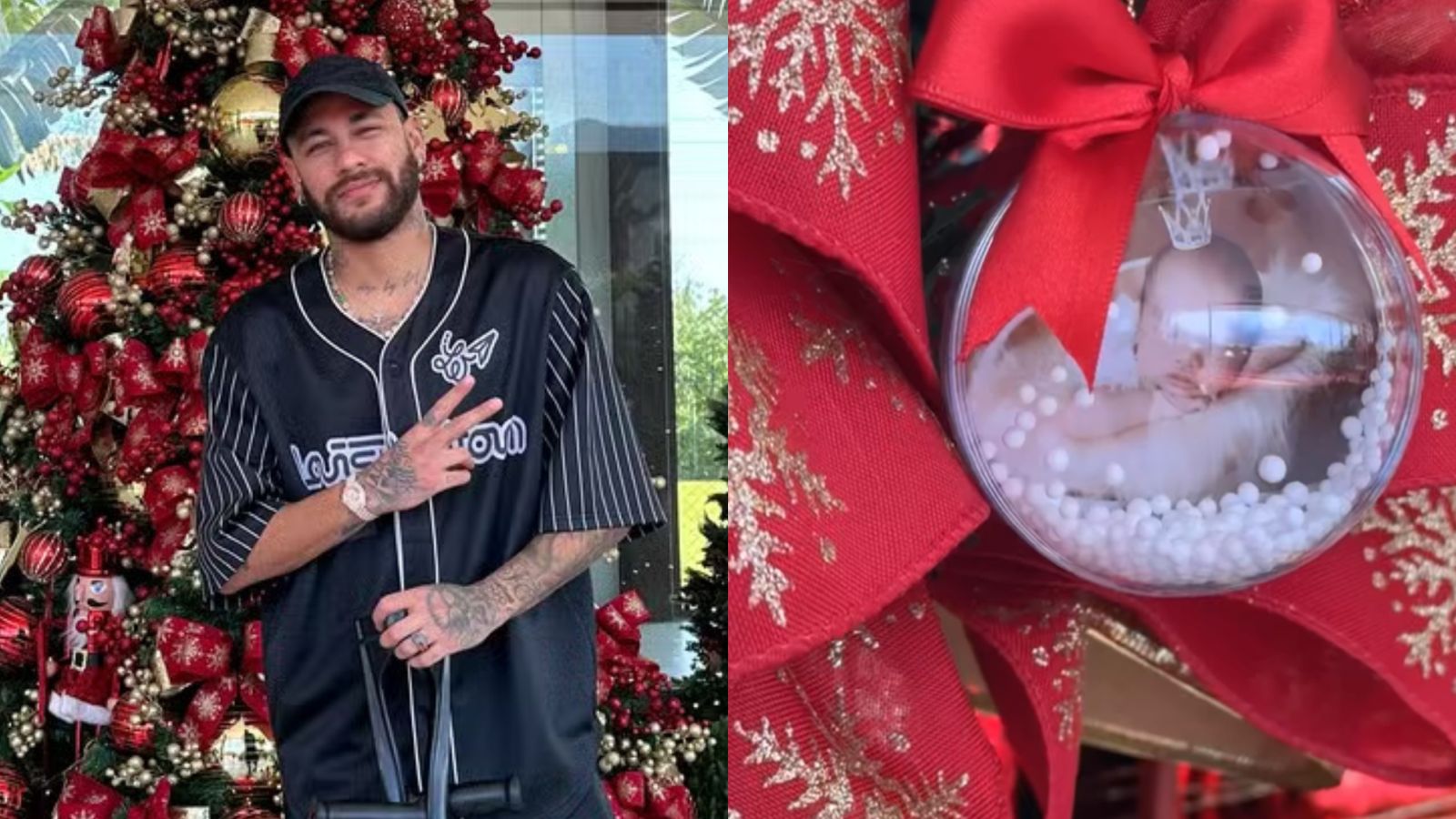 Neymar Jr personaliza árvore de Natal luxuosa com fotos da filha, Mavie