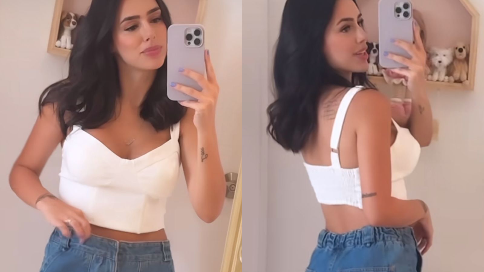 Secou! Bruna Biancardi impressiona ao exibir calça jeans larga após parto