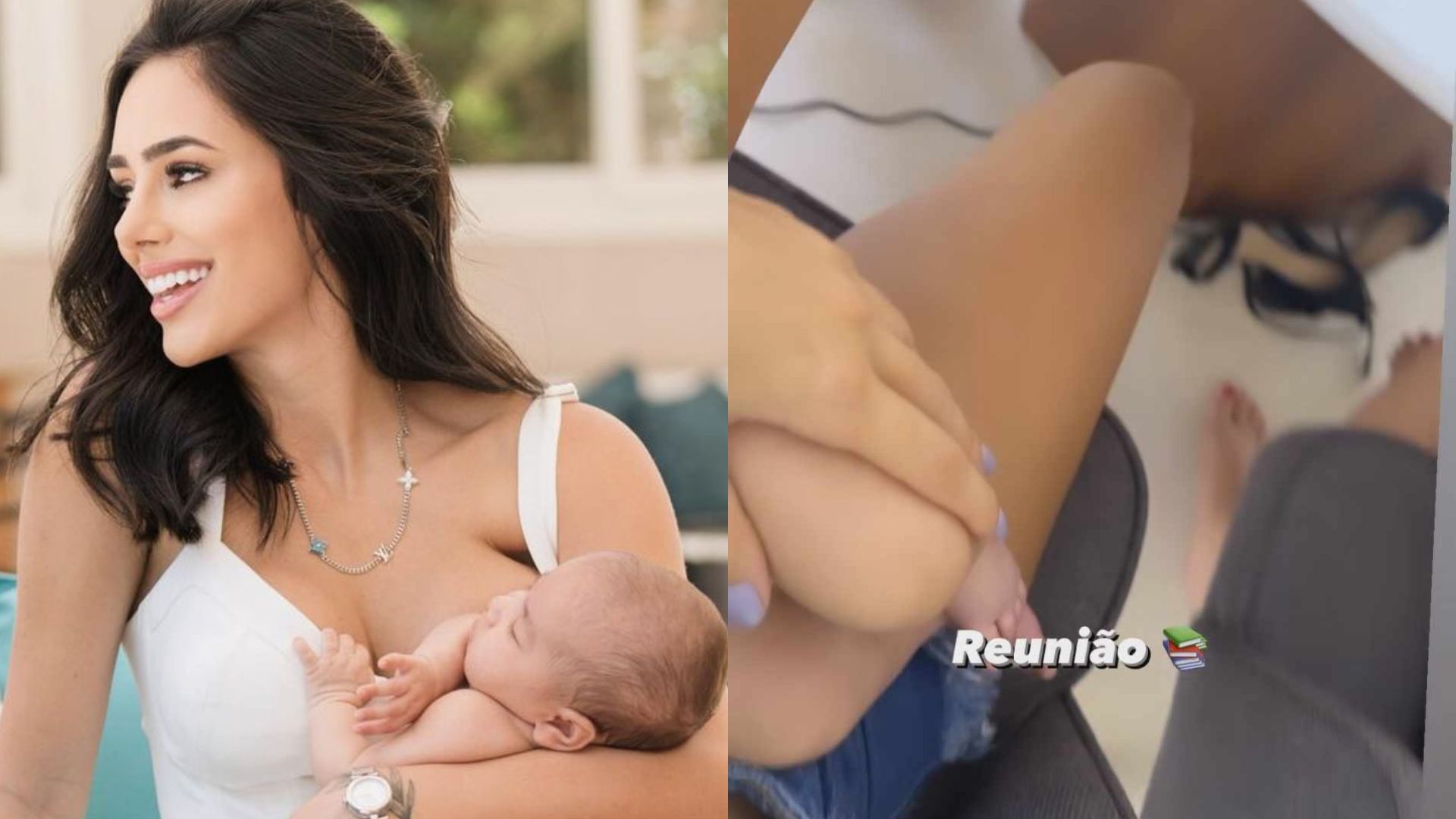 Bruna Biancardi é acompanhada por Mavie em sua rotina de trabalho