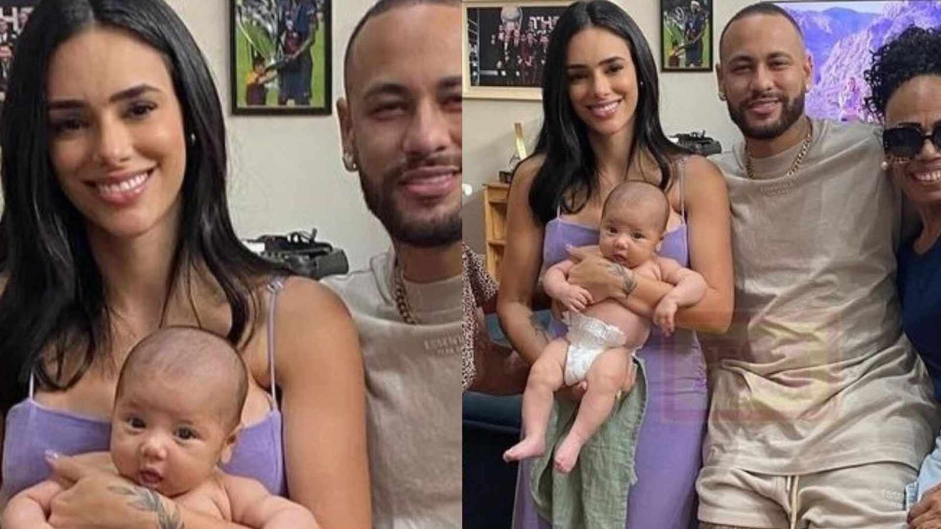 Bruna Biancardi e Neymar Jr. surgem juntos com a família do jogador
