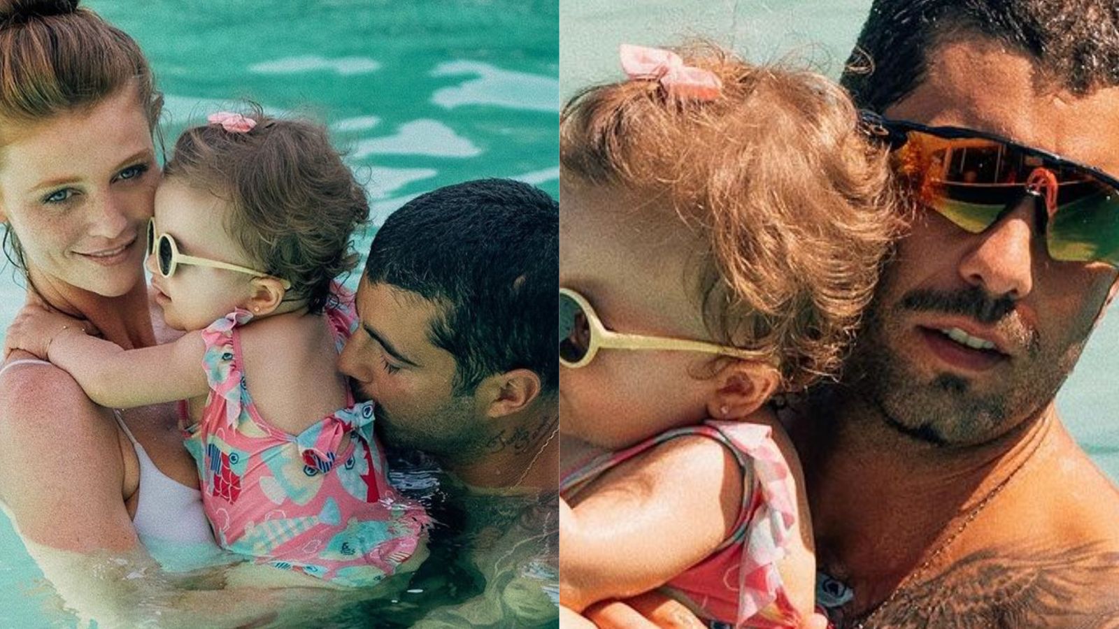 Filha de Pedro Scooby explode o fofurômetro ao curtir piscina com os pais