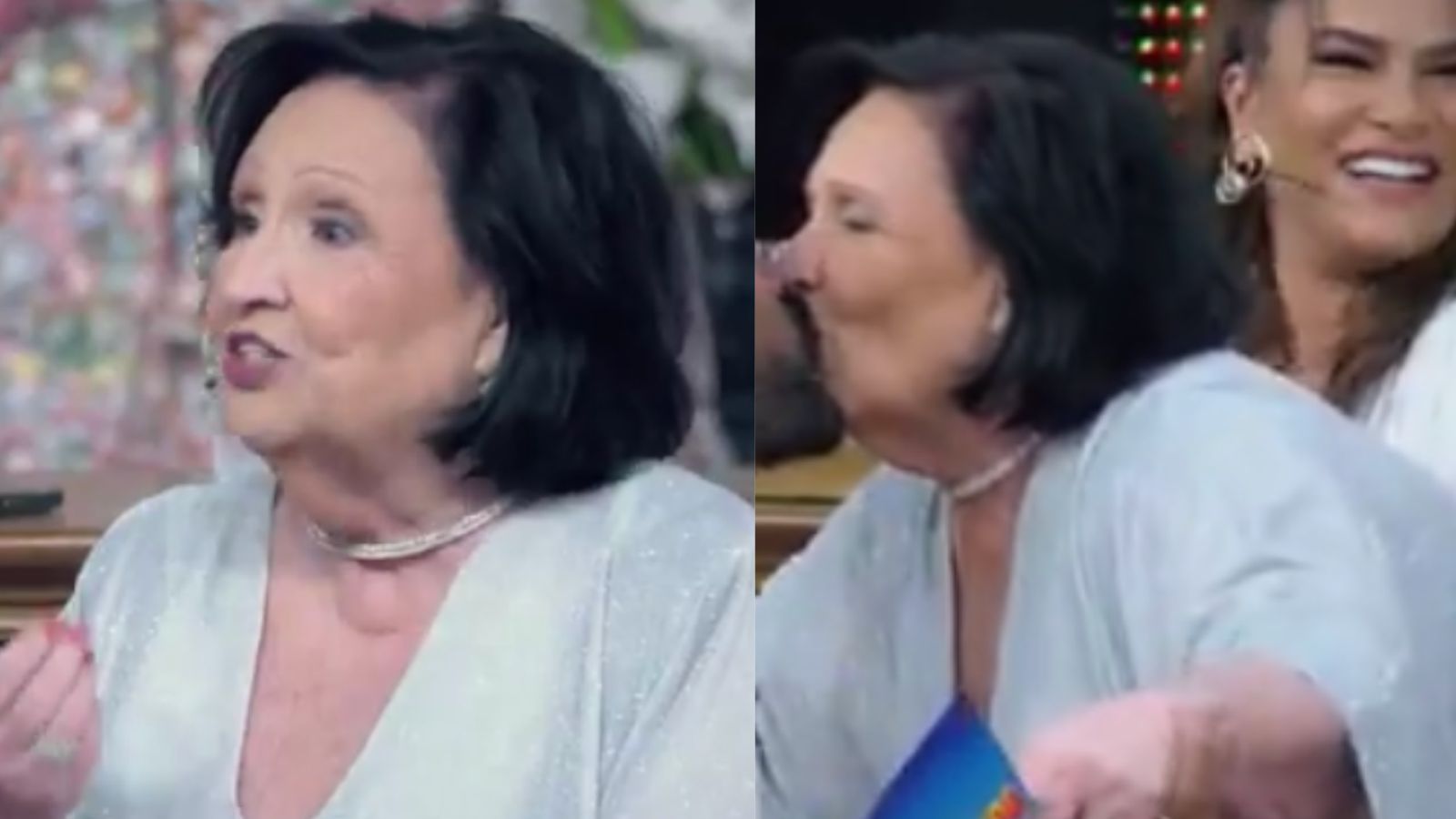 Déa Lúcia parte para o ataque e dá beijão em galã no Domingão: ‘Ela pode’