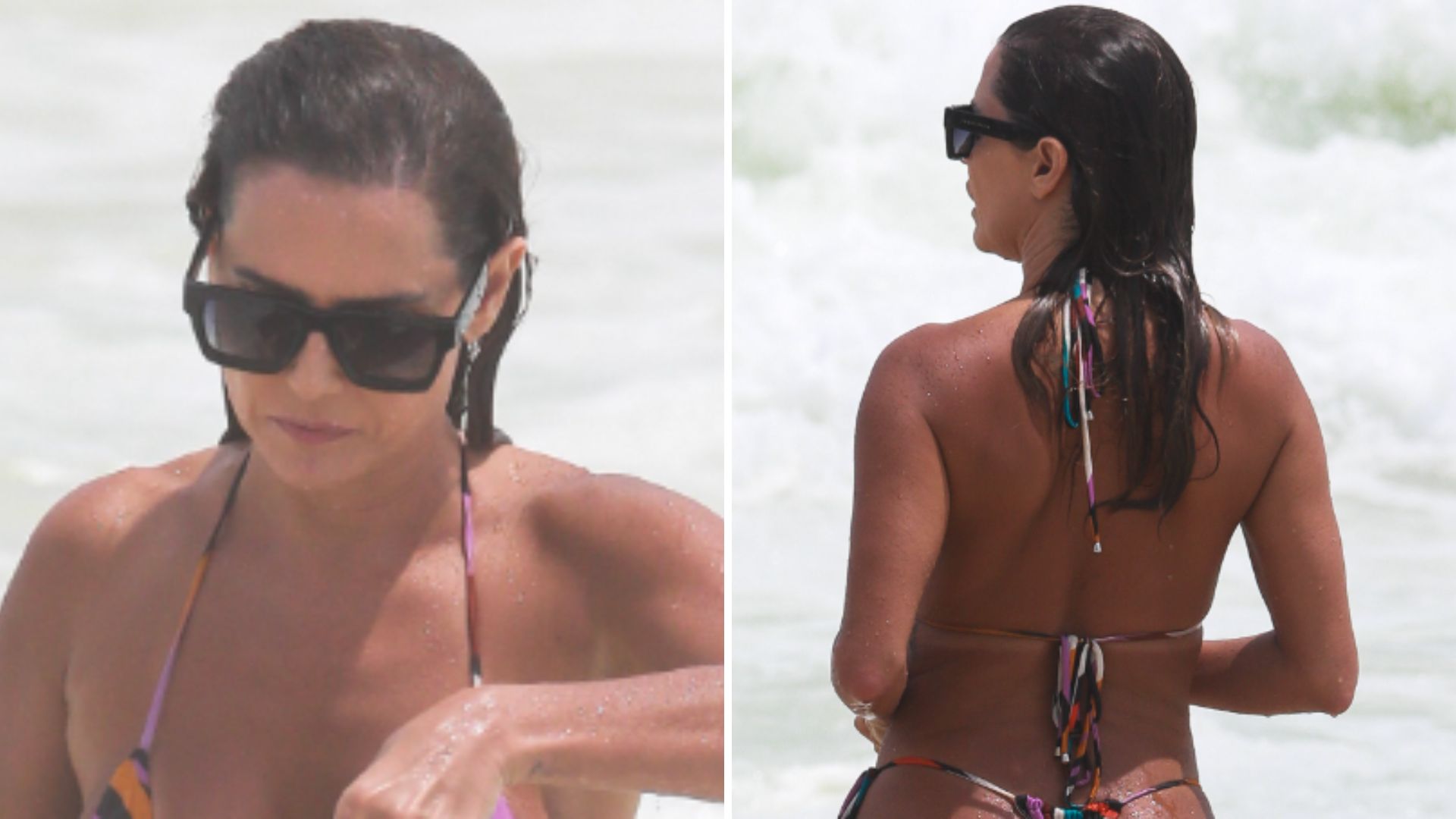 Minúsculo! Tamanho do biquíni de Deborah Secco chama a atenção em praia