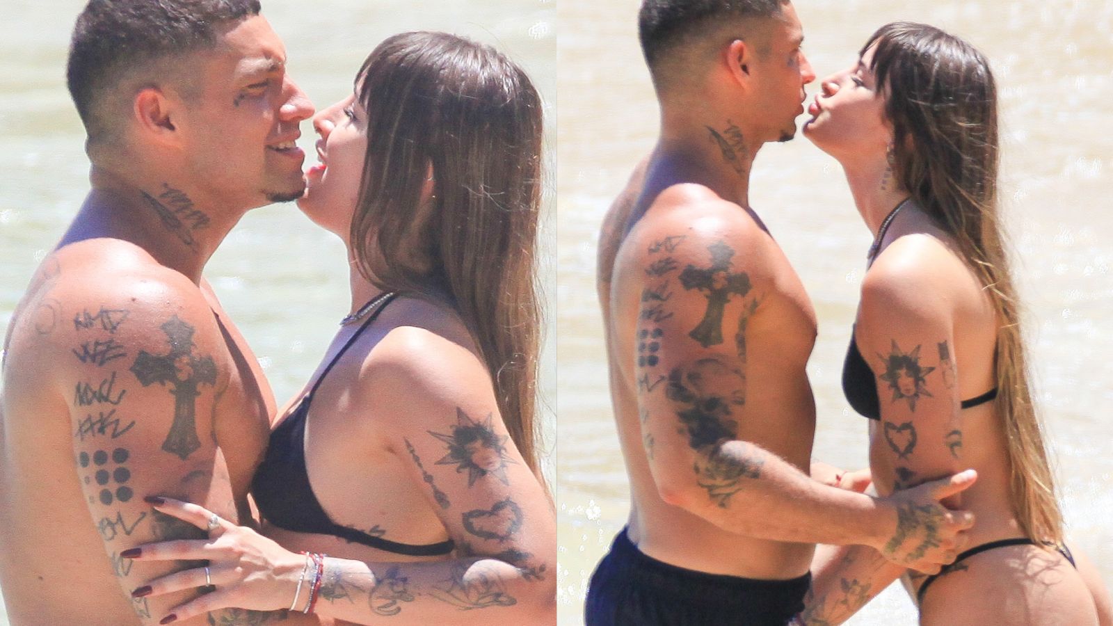 Filipe Ret e a namorada elevam a temperatura com romance na praia