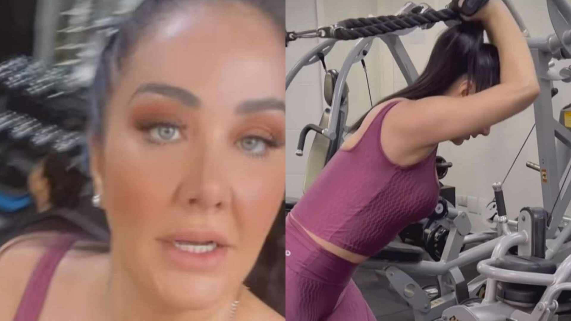 Helen Ganzarolli chama a atenção ao se gravar na academia