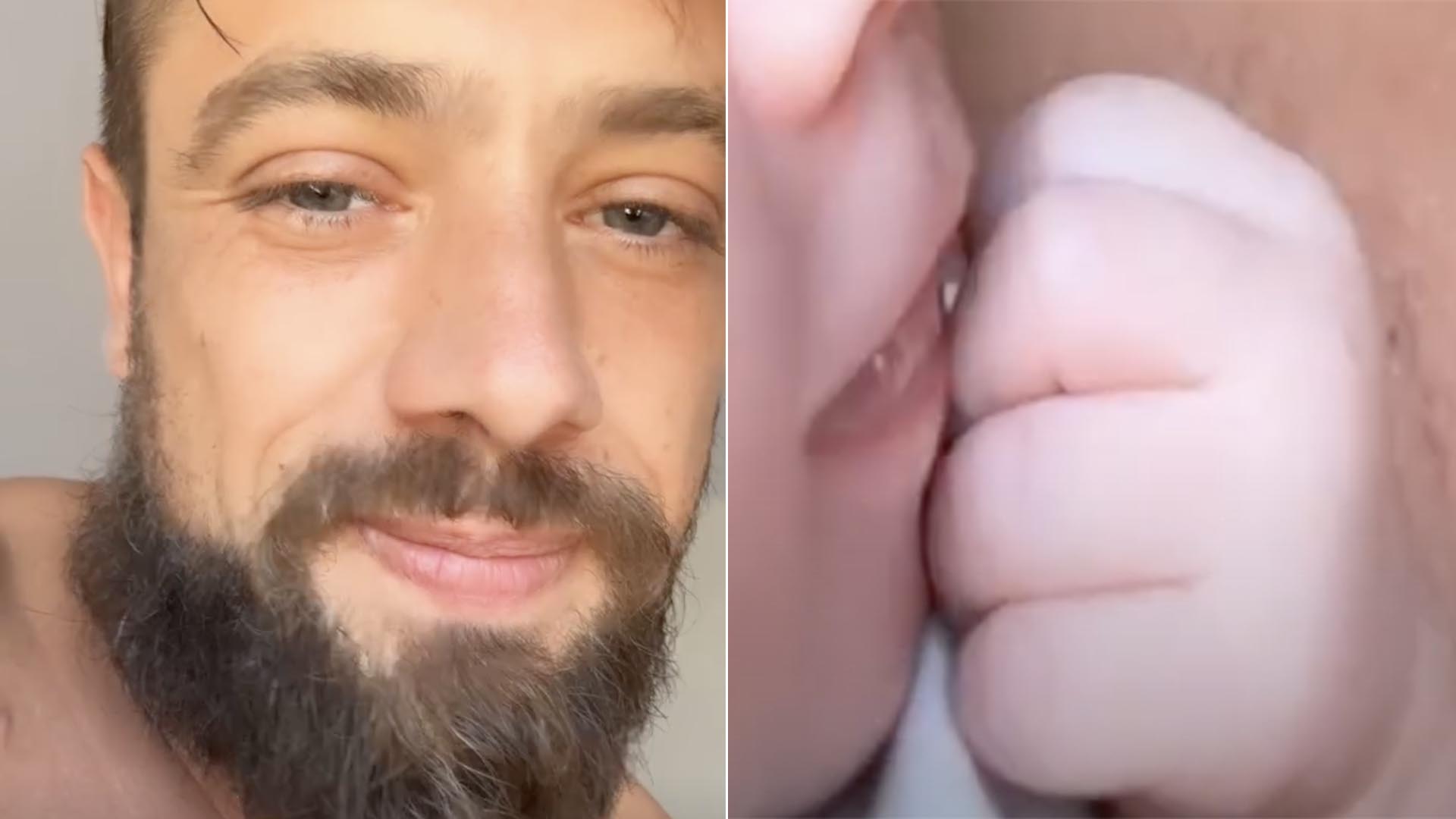 Rafael Cardoso reaparece com a filha caçula no colo: ‘Muito amor!’