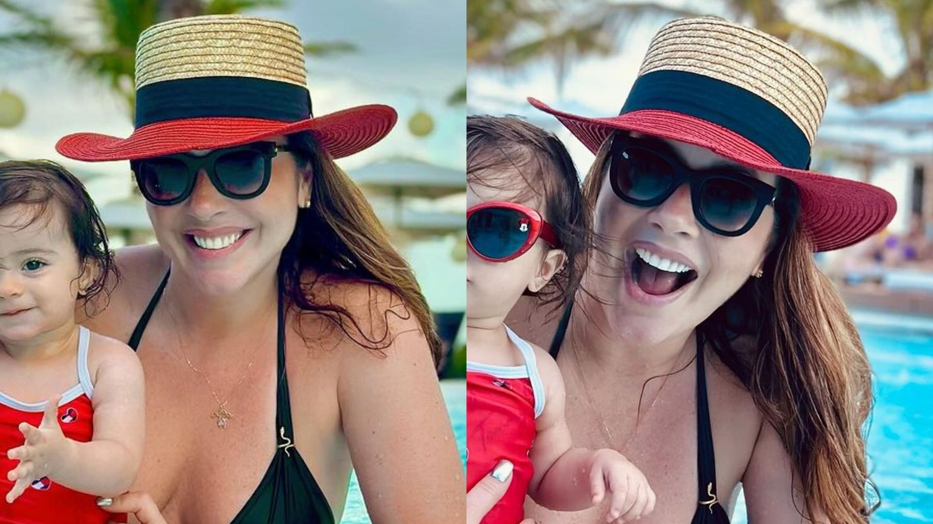 Renata Dominguez abre álbum de fotos da primeira vez da filha na praia