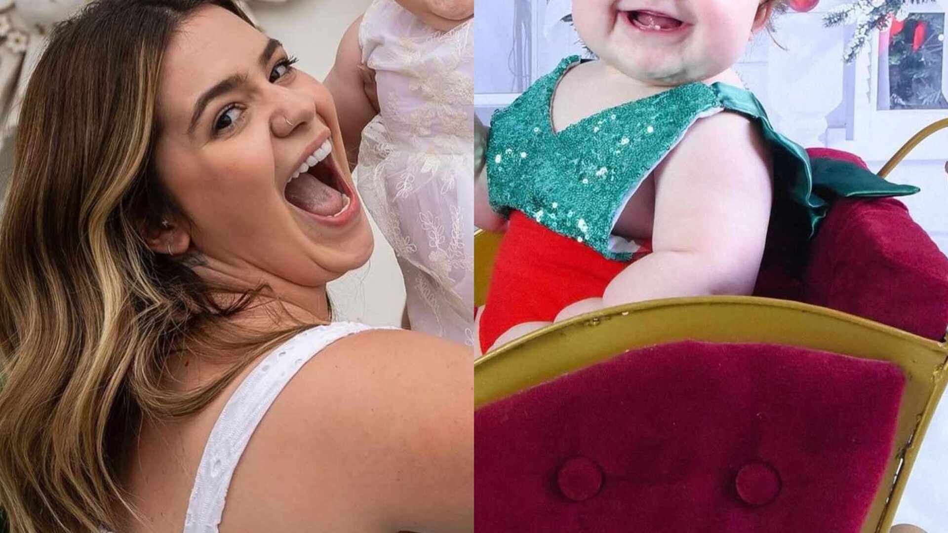 Com ensaio natalino, Viih Tube celebra 8 meses da filha