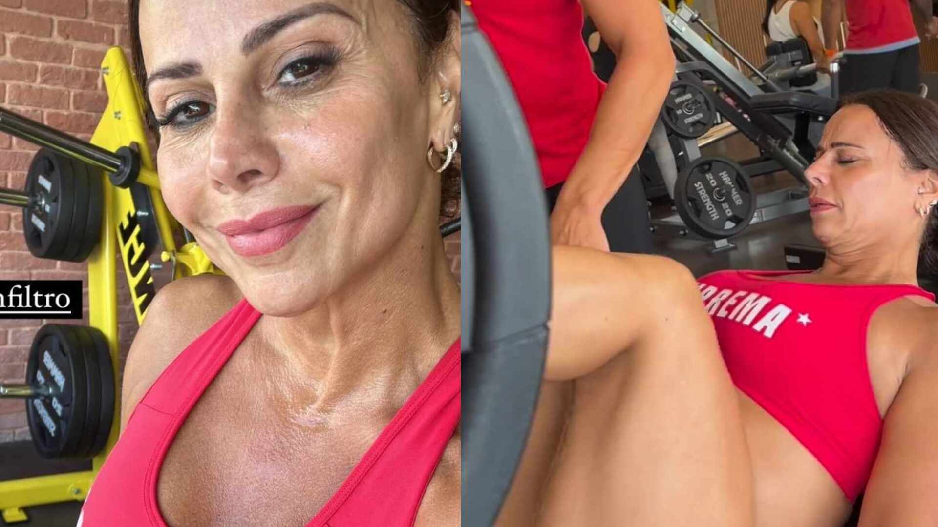 Na academia, Viviane Araújo exibe corpo musculoso em ação