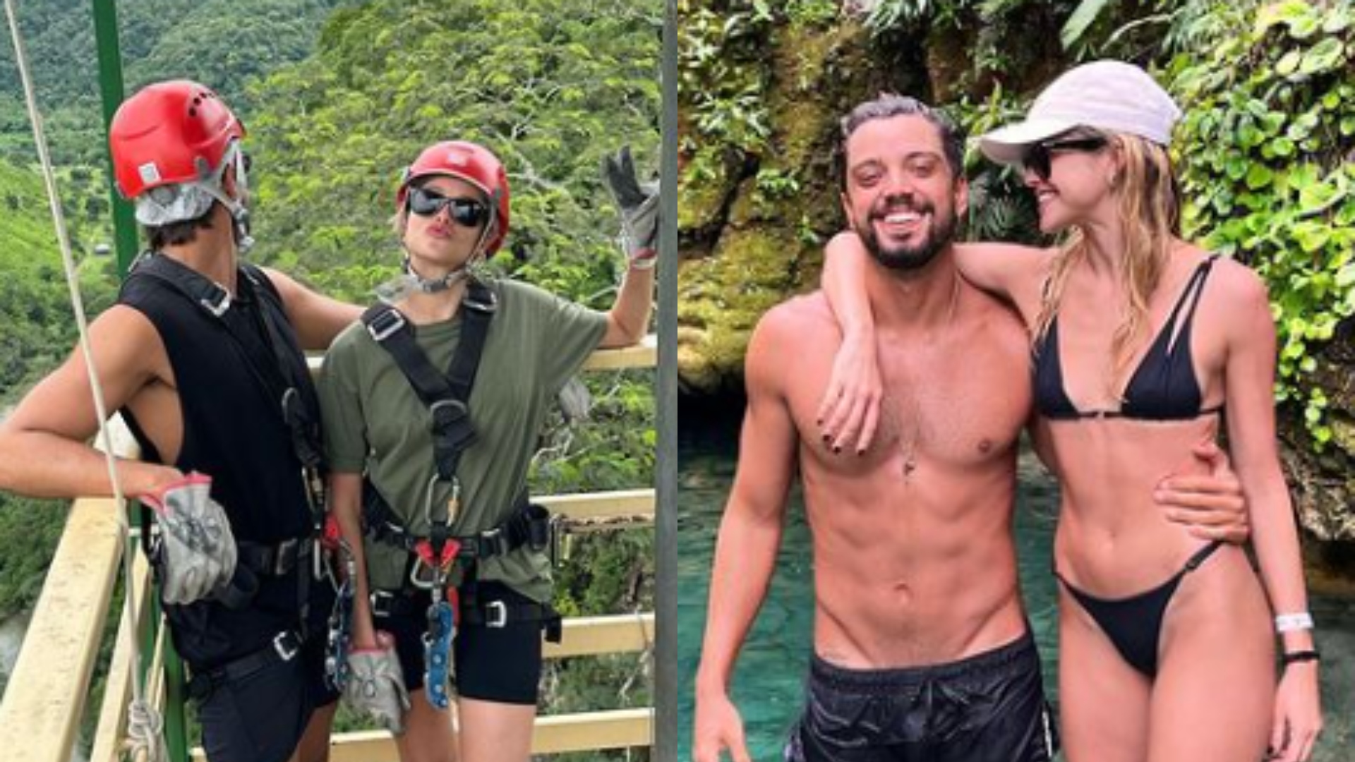 Agatha Moreira e Rodrigo Simas encantam seguidores ao aproveitar cachoeira