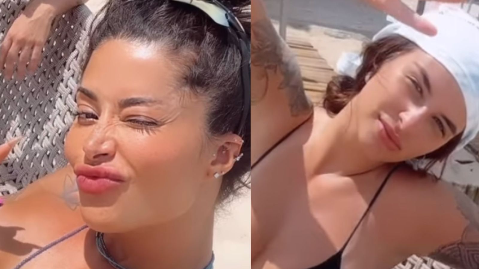 De biquínis mínimos, Aline Campos e Bárbara Labres renovam o bronze juntas
