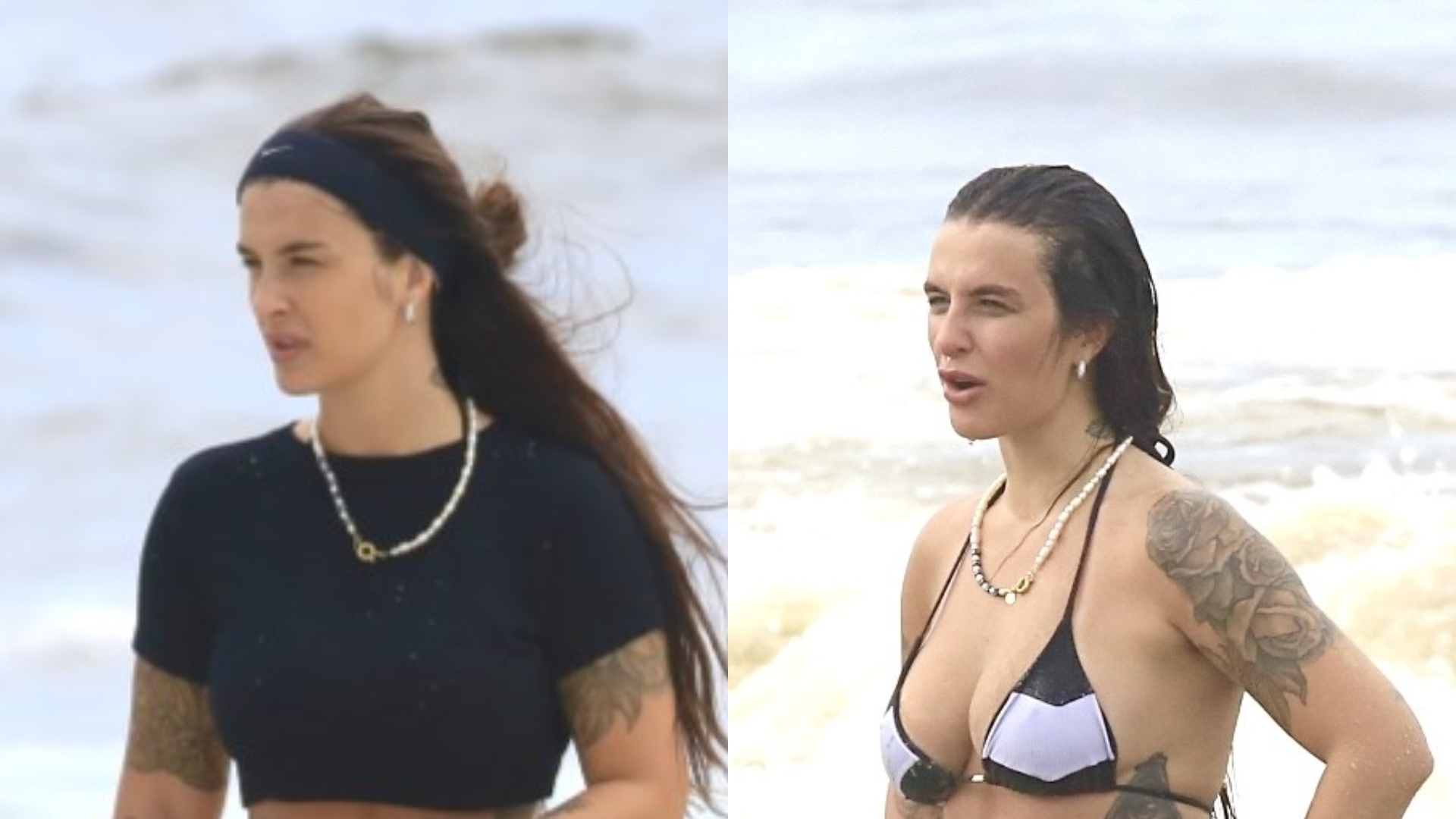 Bárbara Labres curte dia de praia e ostenta corpão com barriguinha definida