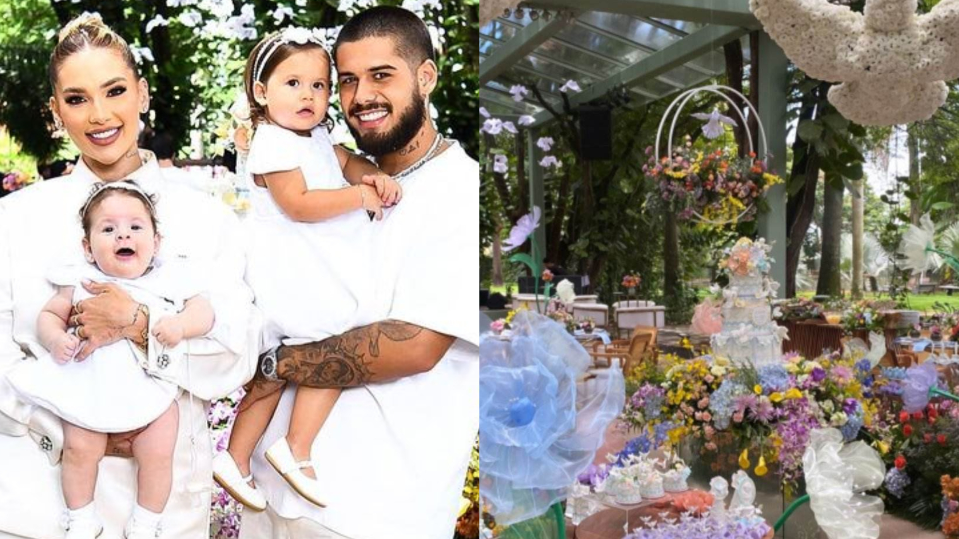 Batizado das filhas de Virginia Fonseca teve decoração luxuosa com flores; veja as fotos