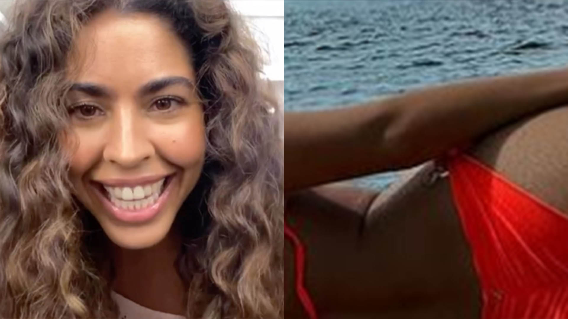 De biquíni vermelho, Bela Gil exibe corpaço sarado na praia