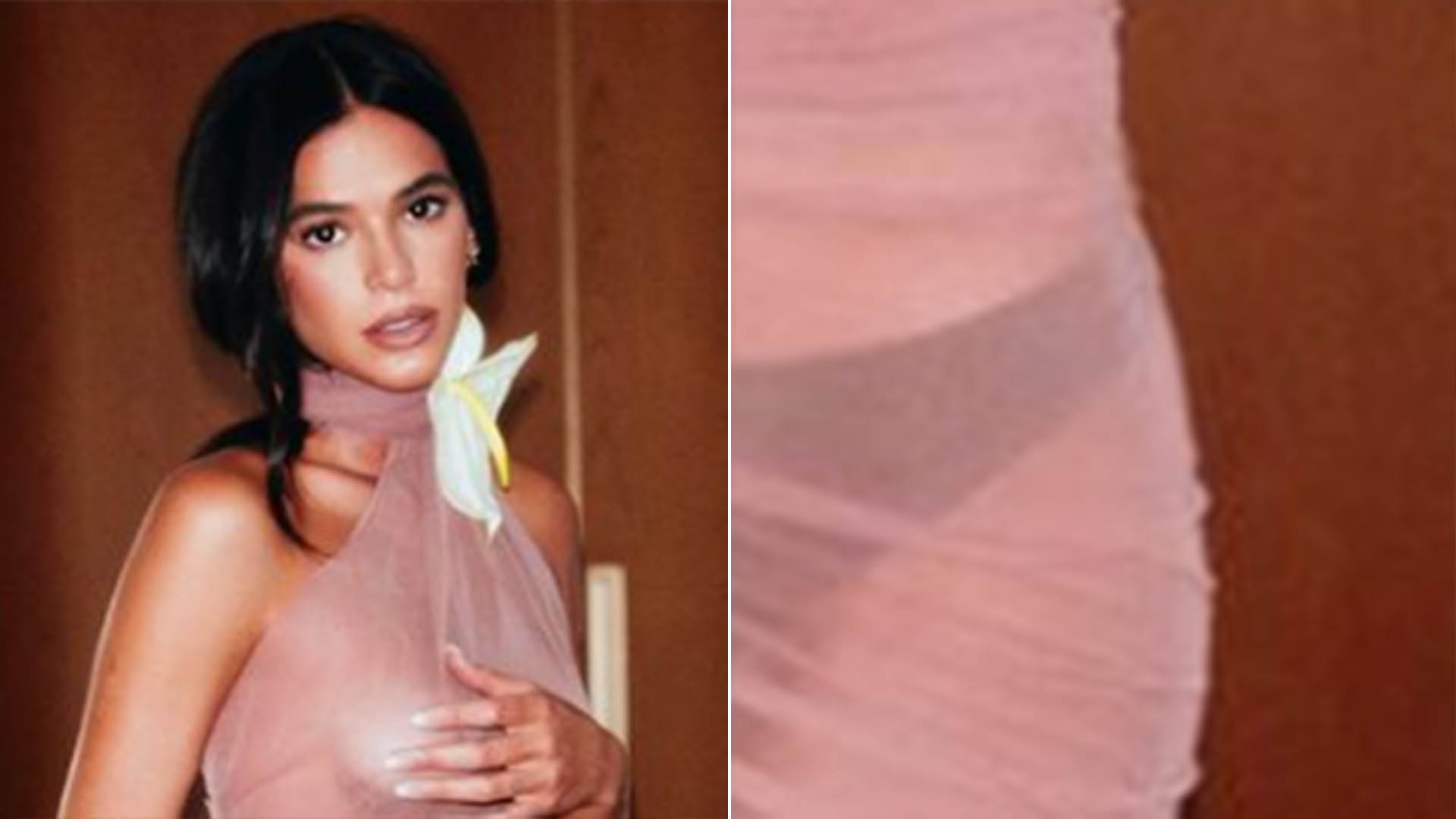 Bruna Marquezine deixa a lingerie à mostra ao usar vestido transparente