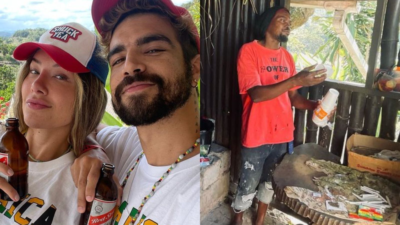 Curtindo a Jamaica, Caio Castro e namorada visitam casa de Bob Marley