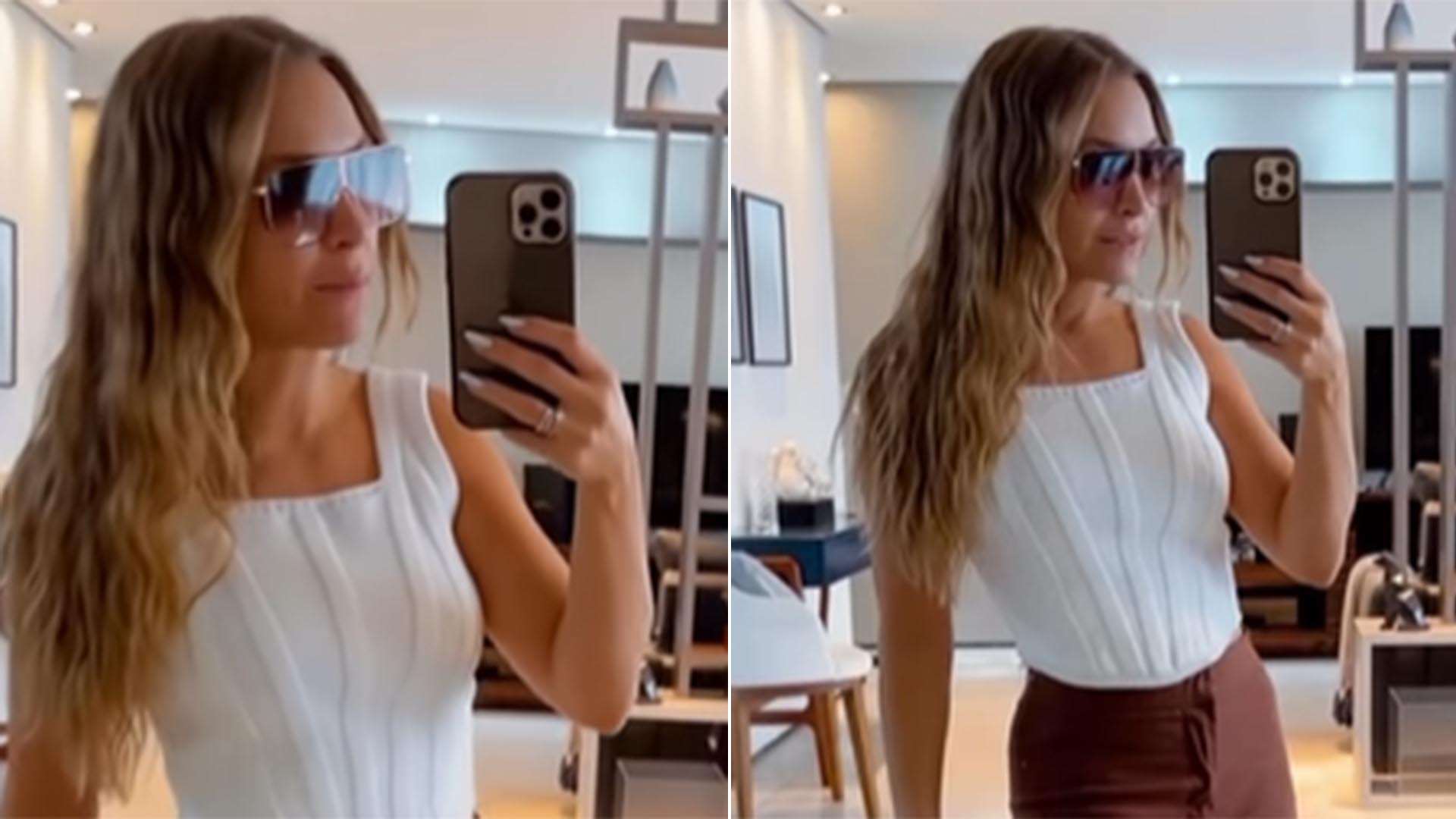 Carla Diaz exibe a decoração de sua casa durante aula de samba