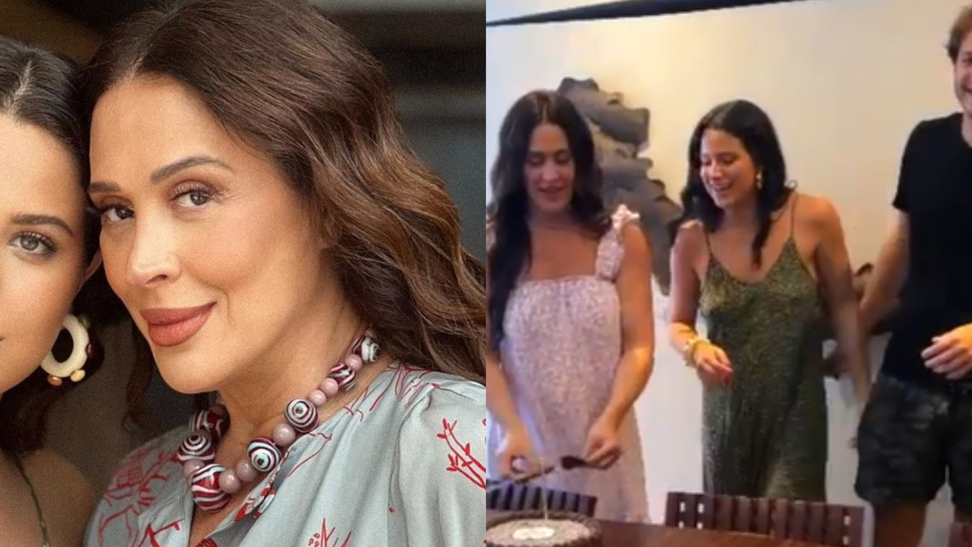 Na reta final da gravidez, Claudia Raia exibe barrigão com a filha, Sophia: ”Coração apertado”
