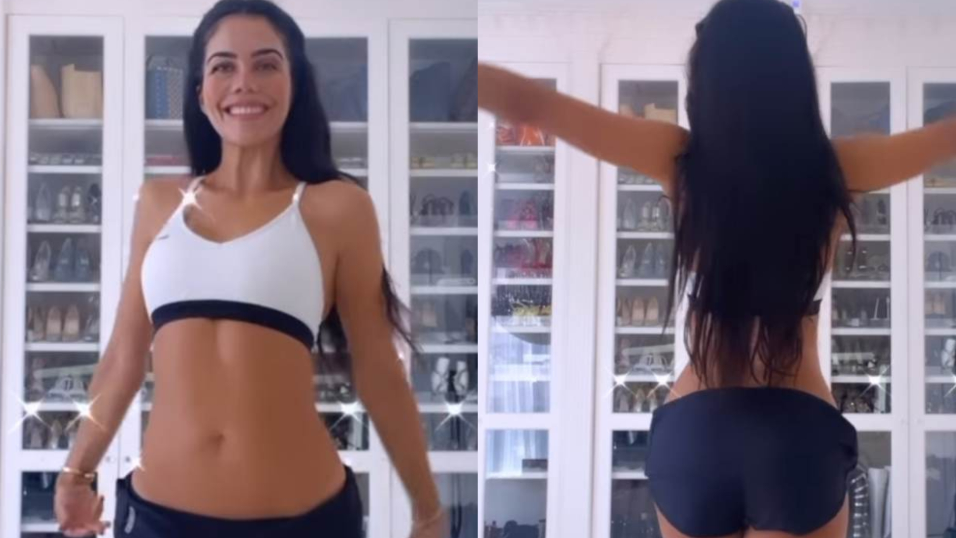 De shortinhos e top, Daniela Albuquerque exibe corpaço em seu closet: ”Que maravilhosa”