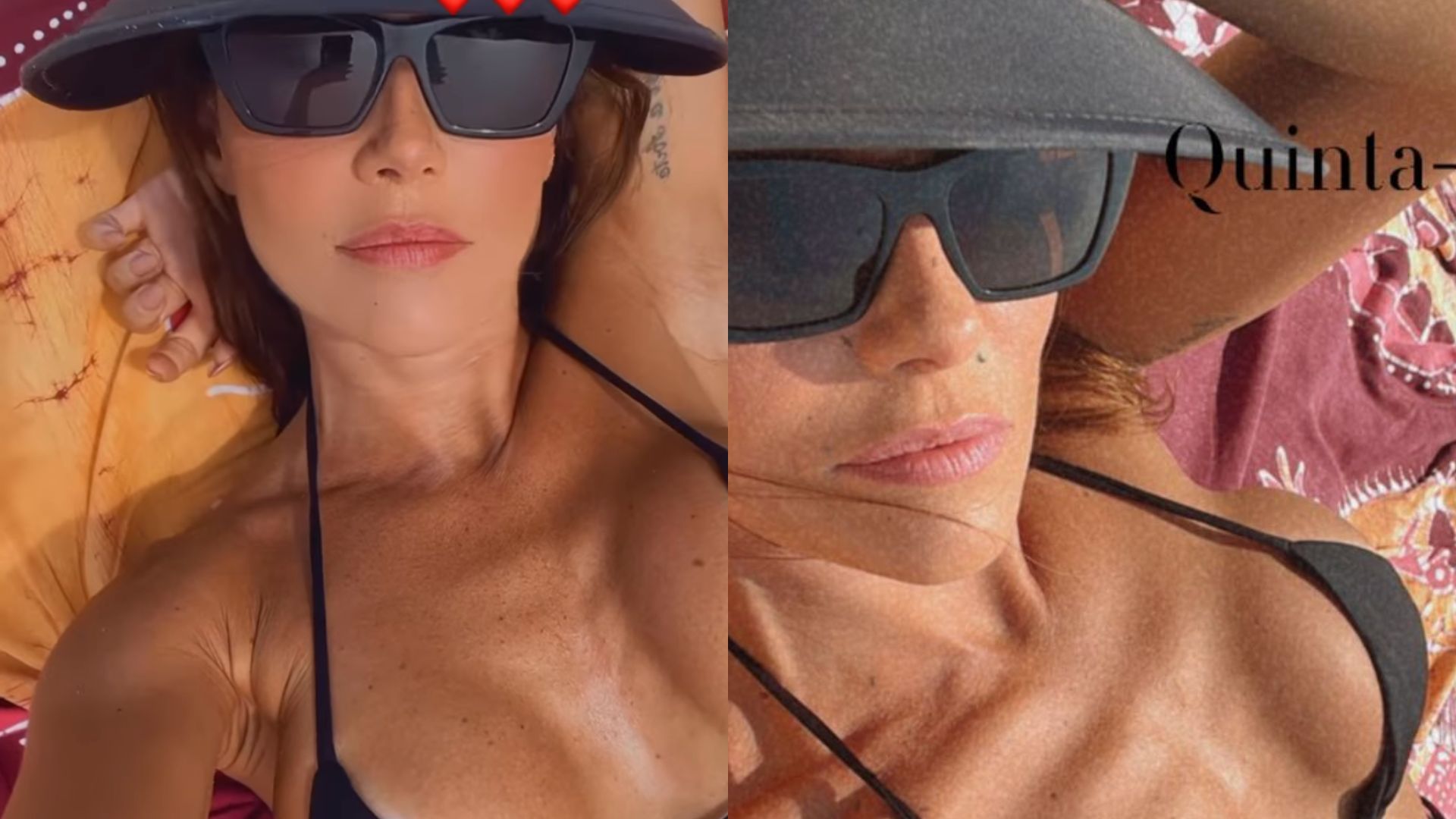 Cobrindo apenas o essencial, Deborah Secco renova bronzeado com biquíni minúsculo