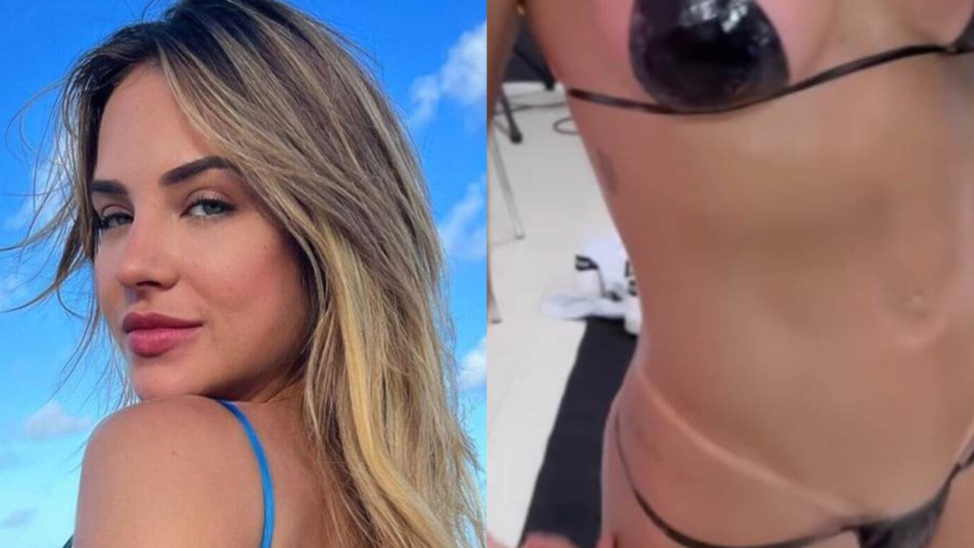 Gabi Martins tira o biquíni de fita e quase mostra demais: ”Primeira marquinha”