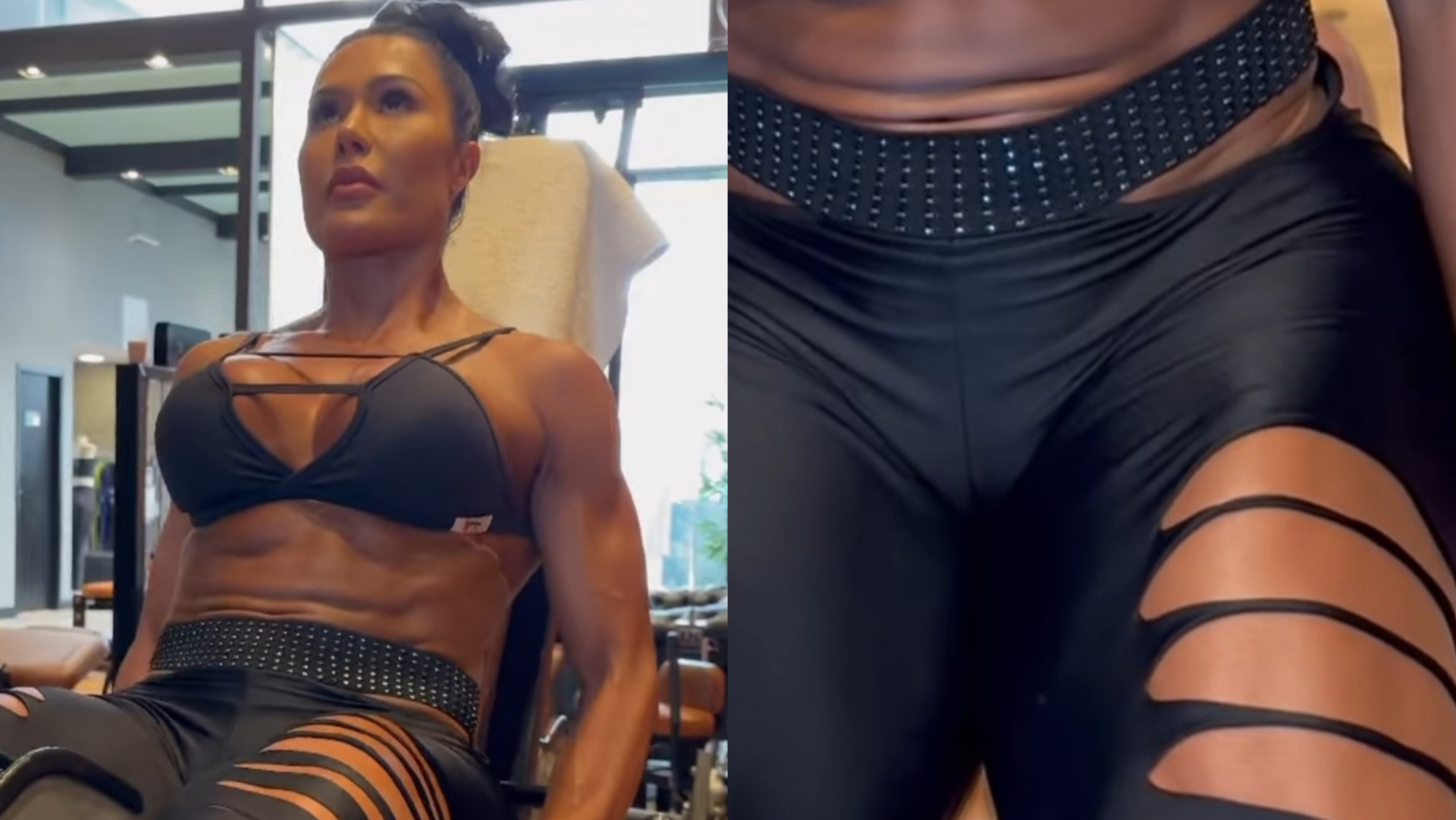 De look ‘rasgado’, Gracyanne Barbosa cobre apenas o necessário na academia