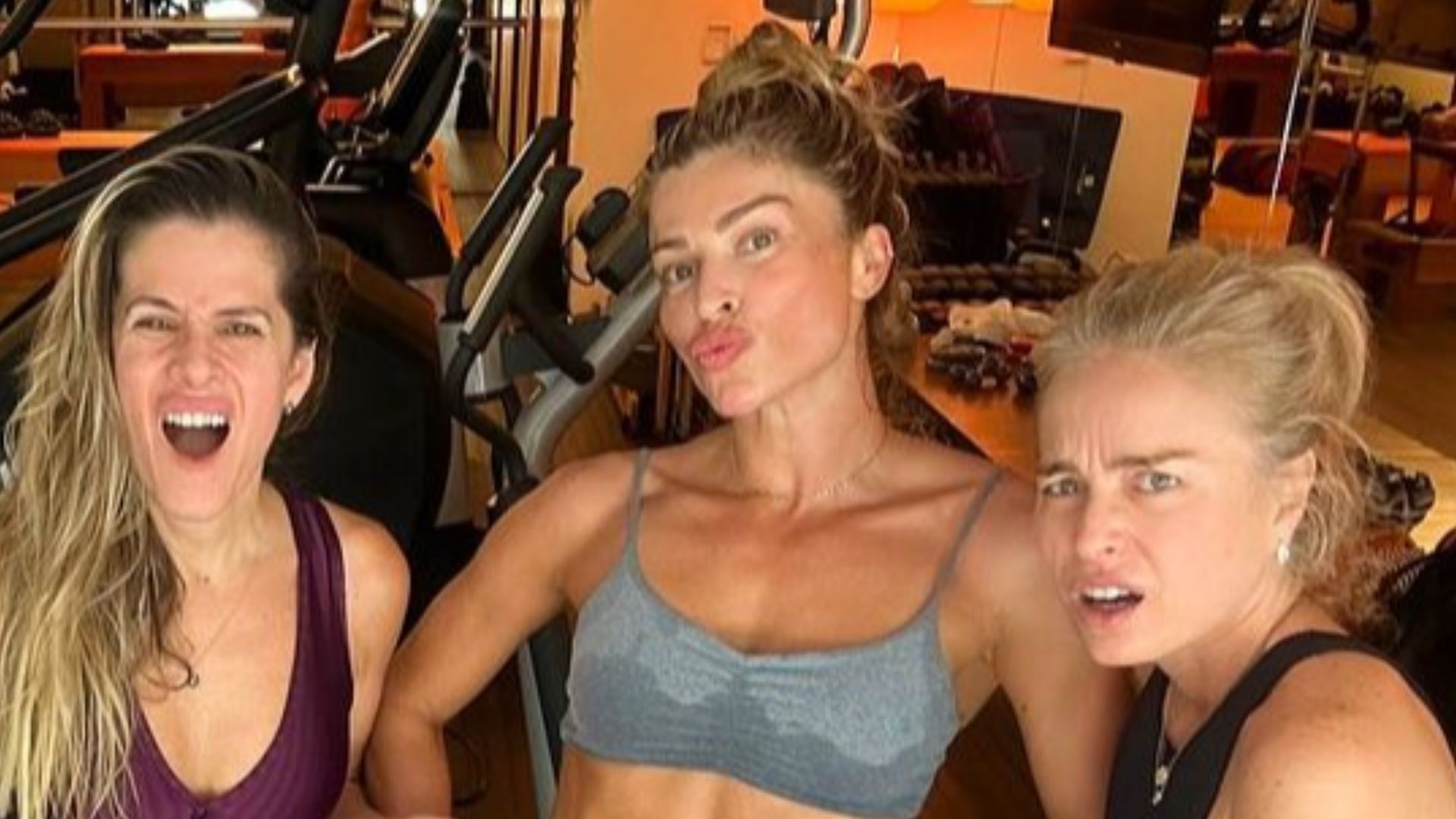 Angélica e Ingrid Guimarães esnobam tanquinho de Grazi Massafera em dia de treino