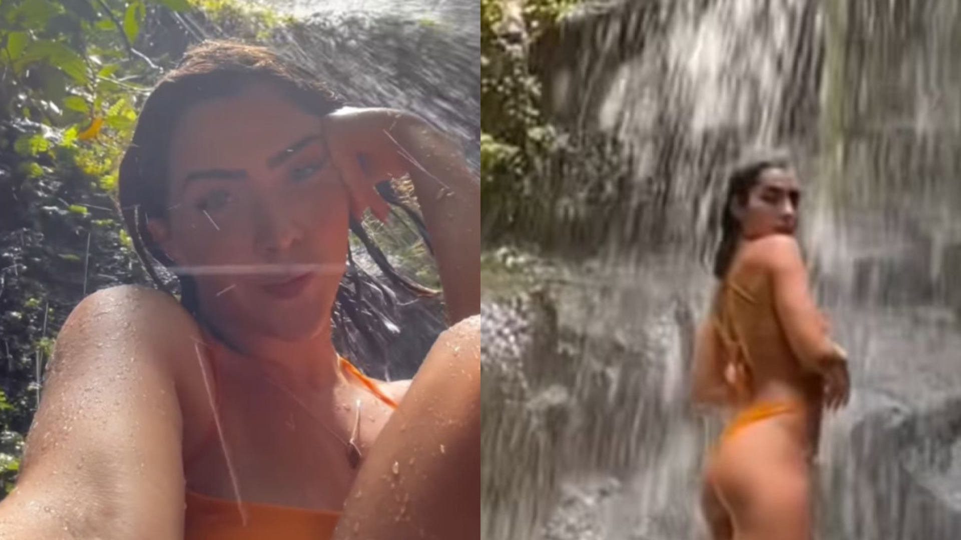 Jade Picon surge esbanjando beleza e tranquilidade ao visitar cachoeira