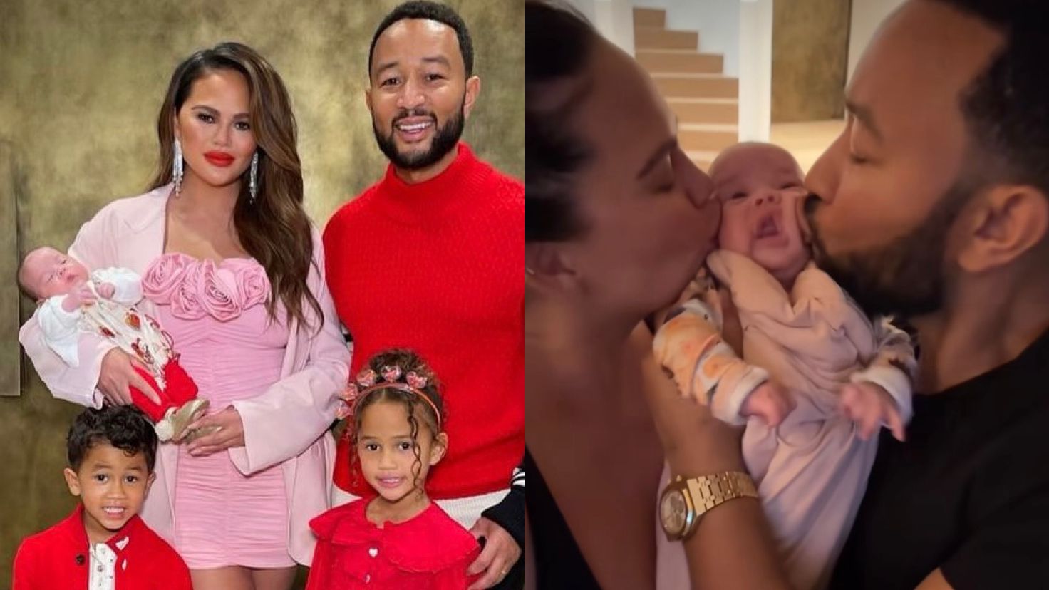 Momento fofura! John Legend compartilha momento com filha recém nascida junto com a esposa