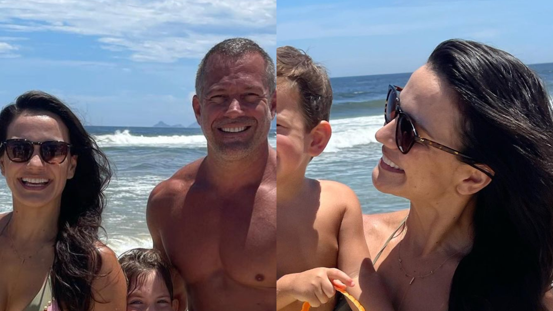 Kyra Gracie e Malvino Salvador curtem praia com os filhos no Rio: ”Família linda”